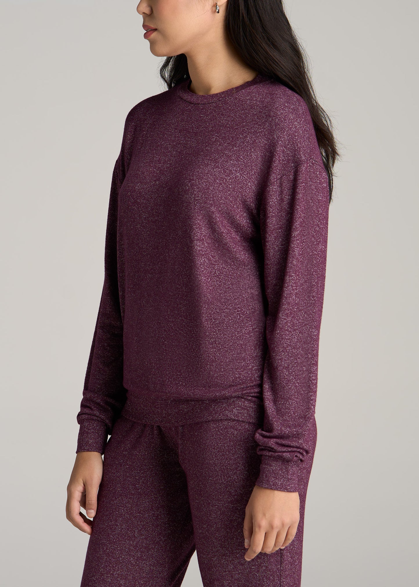 Cozy Lounge Crewneck in Beetroot Mix - Tall Women's Shirts