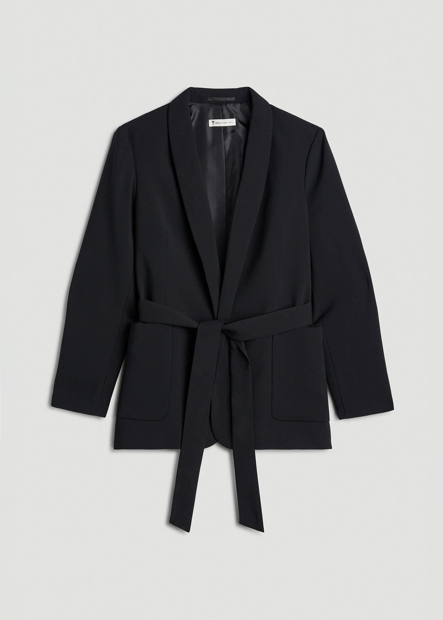 Crepe Wrap Blazer for Tall Women in Black