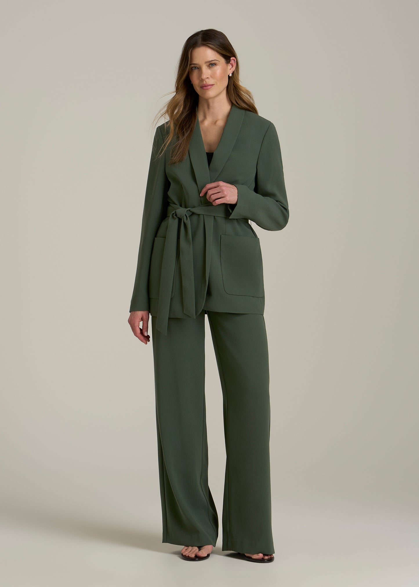 Crepe Wrap Blazer for Tall Women in Climbing Ivy