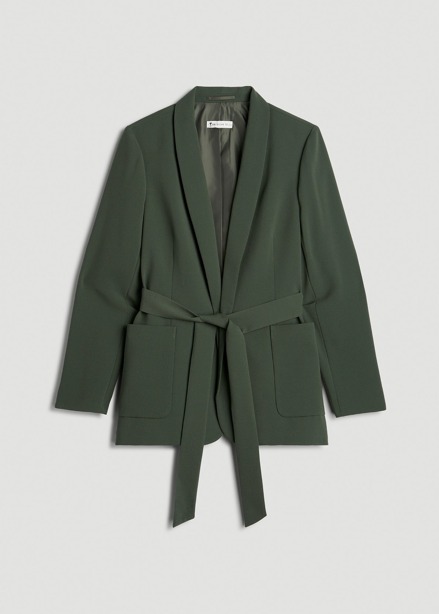 Crepe Wrap Blazer for Tall Women in Climbing Ivy