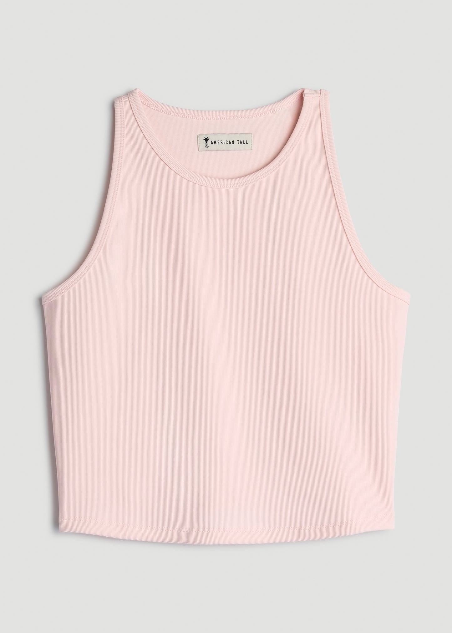 Cropped Ribbed Tank Top for Tall Women in Barely Pink