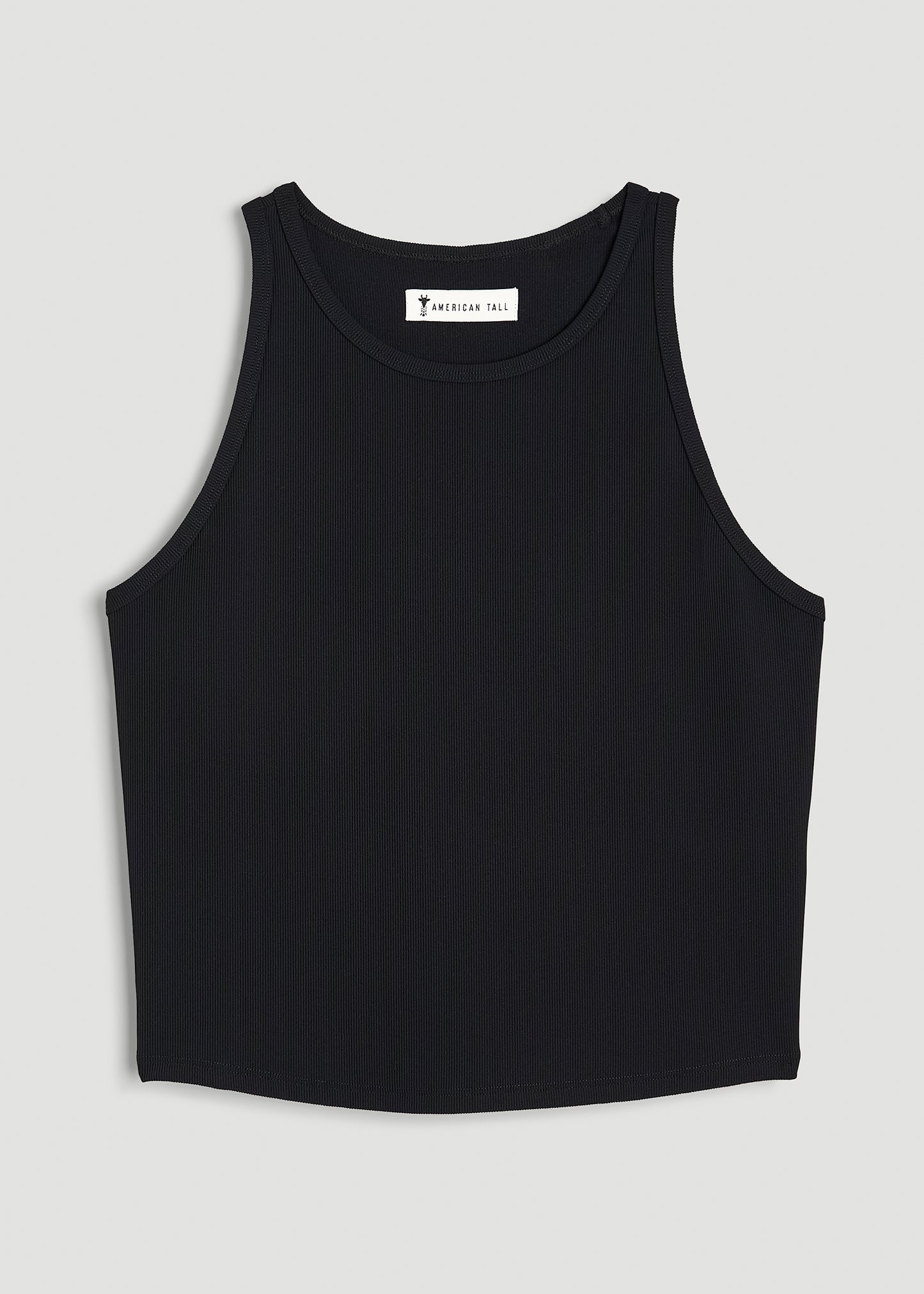 Cropped Ribbed Tank Top for Tall Women in Black