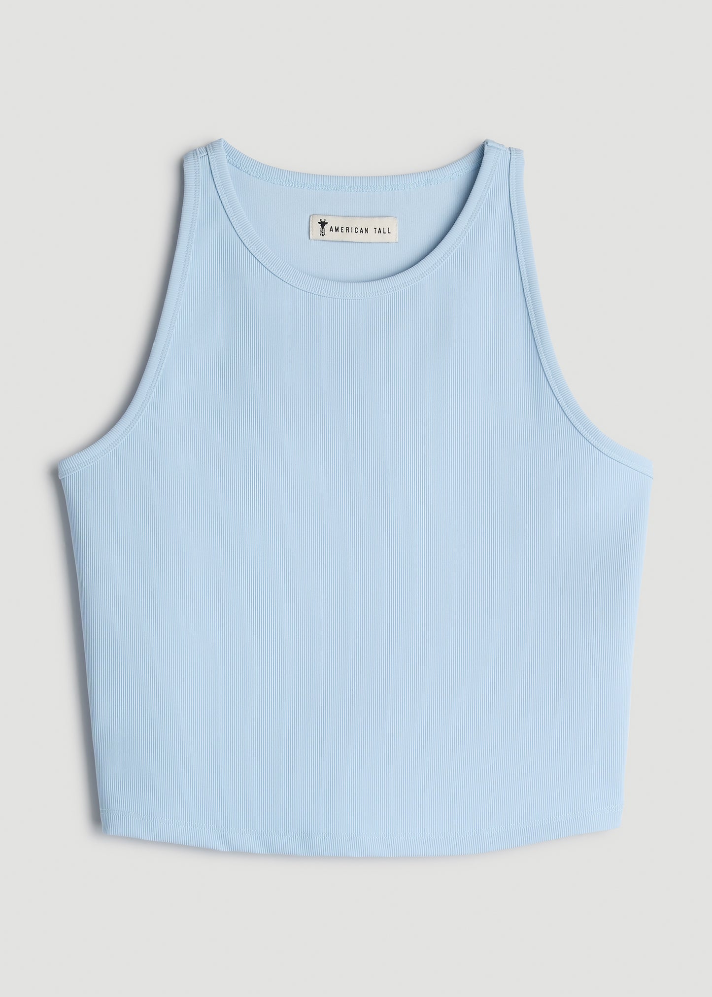 Cropped Ribbed Tank Top for Tall Women in Ice Blue