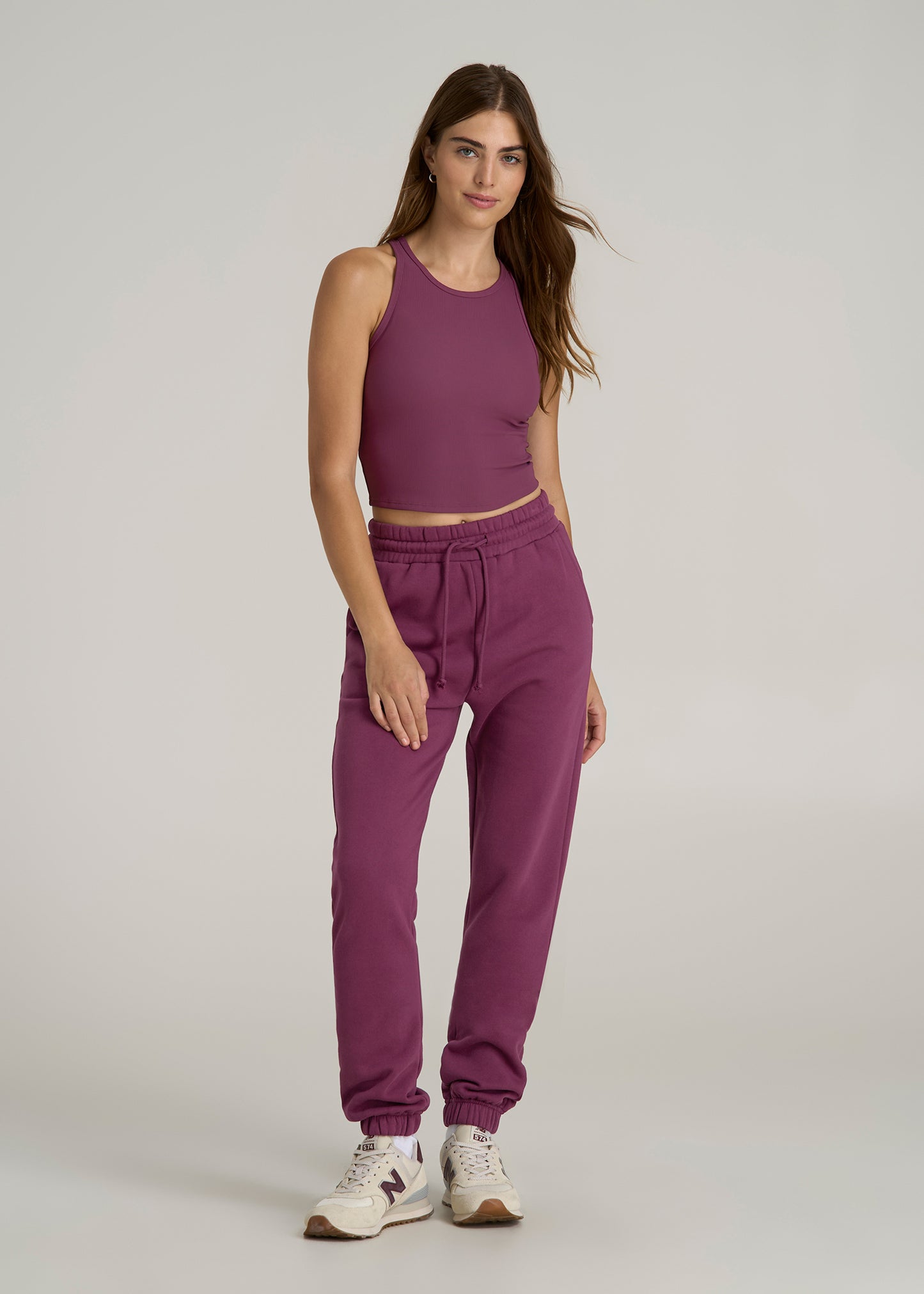 Cropped Ribbed Tank Top for Tall Women in Purple Gumdrop