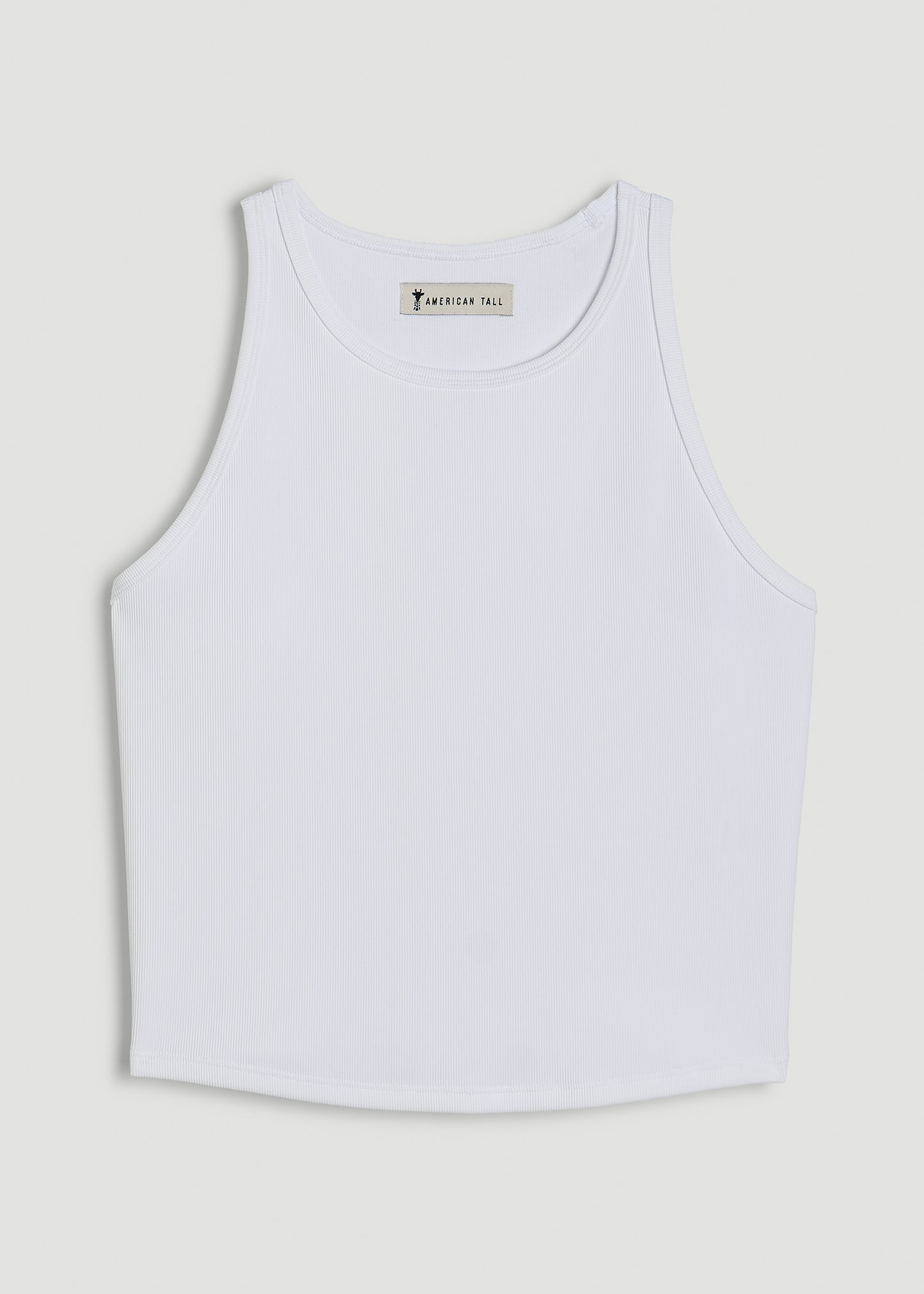 Cropped Ribbed Tank Top for Tall Women in White