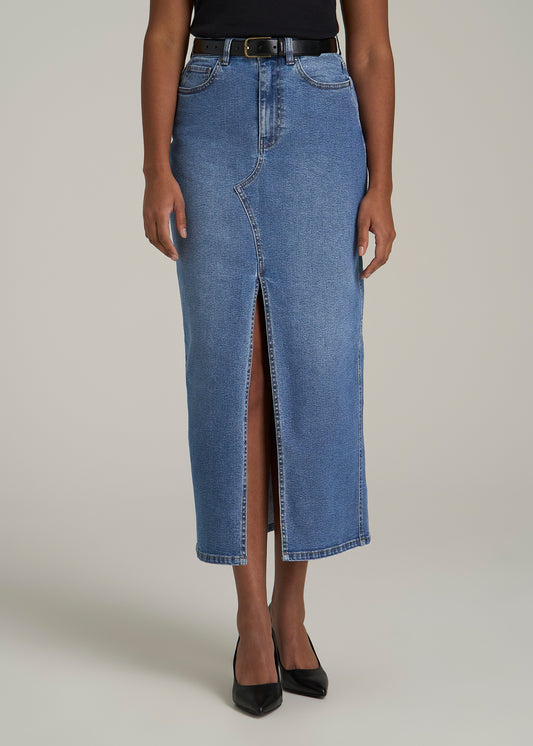 Denim Maxi Skirt for Tall Women in Colorado Blue