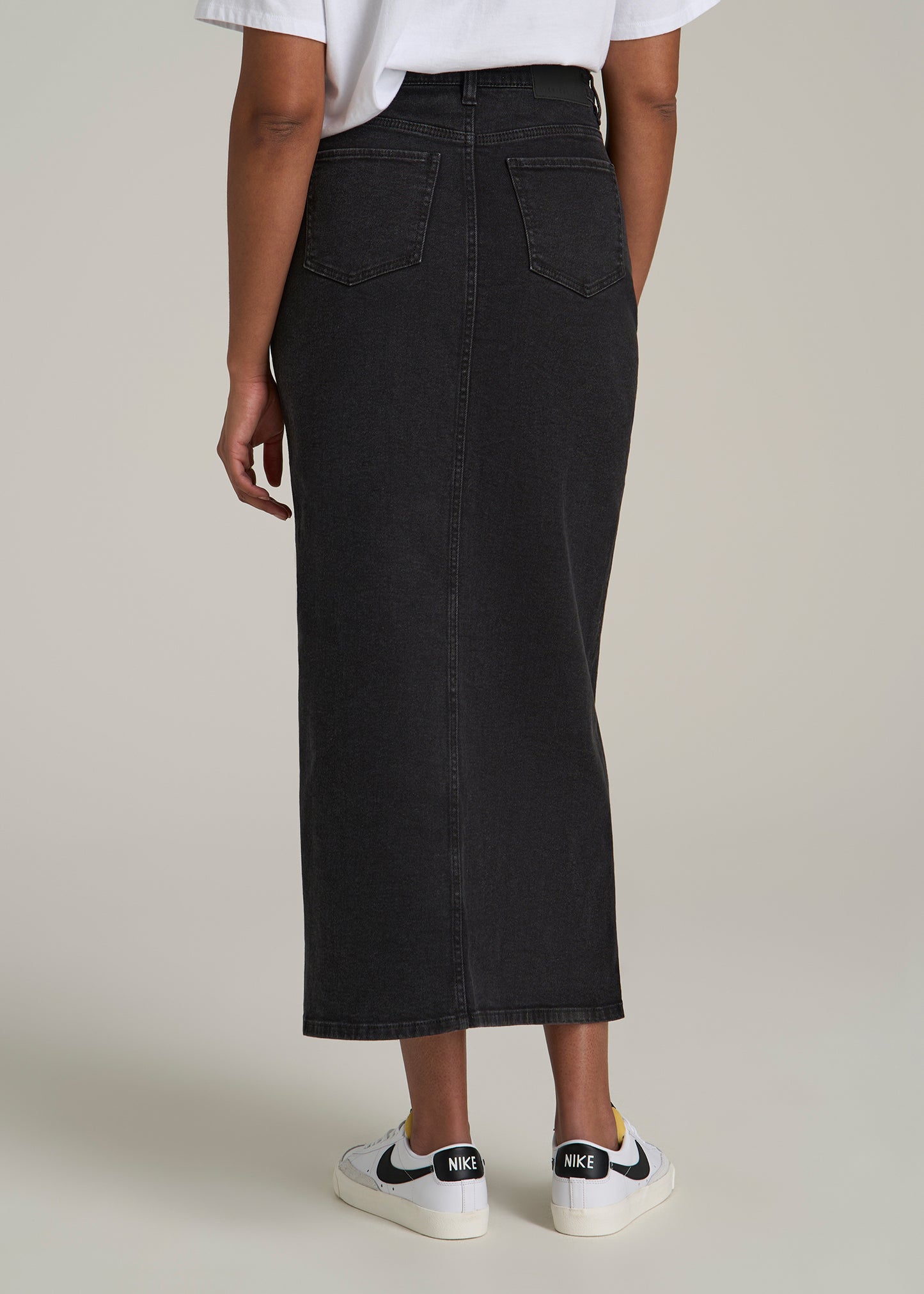 Denim Maxi Skirt for Tall Women in Onyx Black Wash