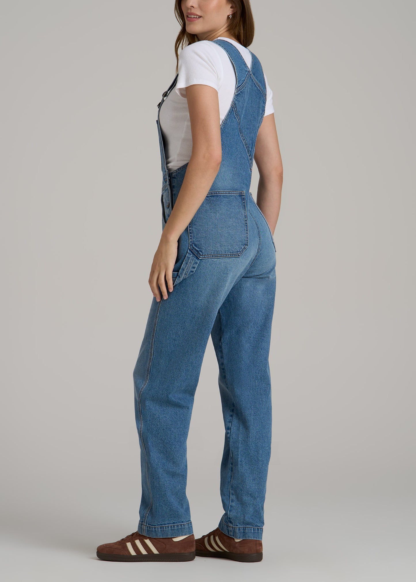 Denim Overalls for Tall Women in Malibu Blue