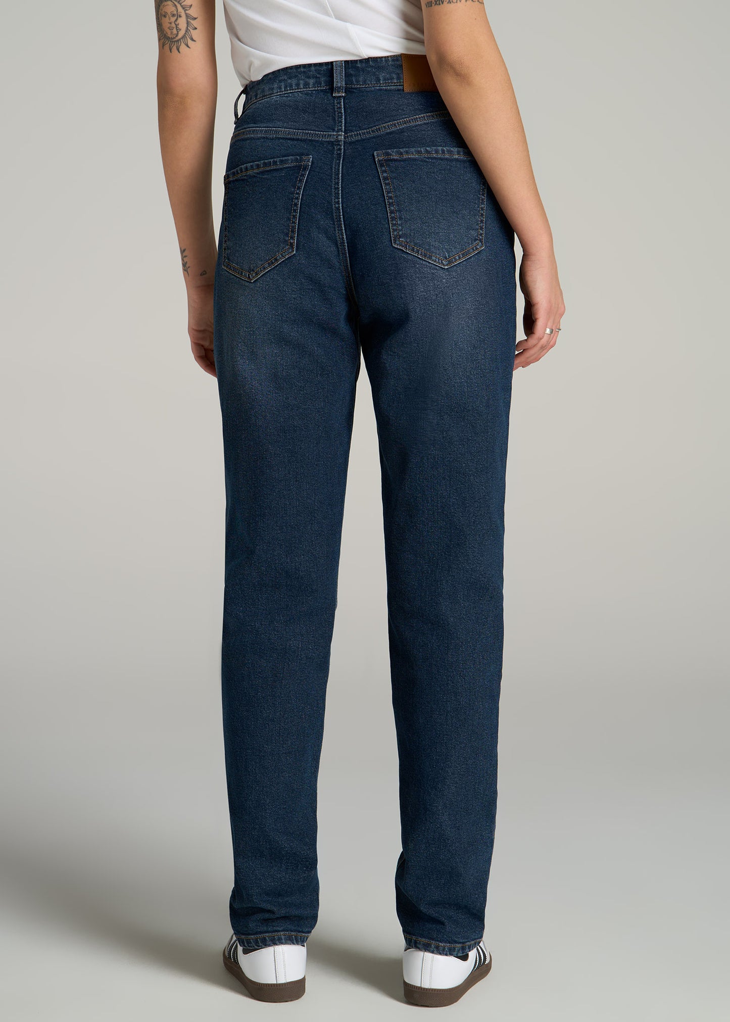 Emma High Rise Relaxed Tapered Tall Women's Jeans in Faded Dark Indigo