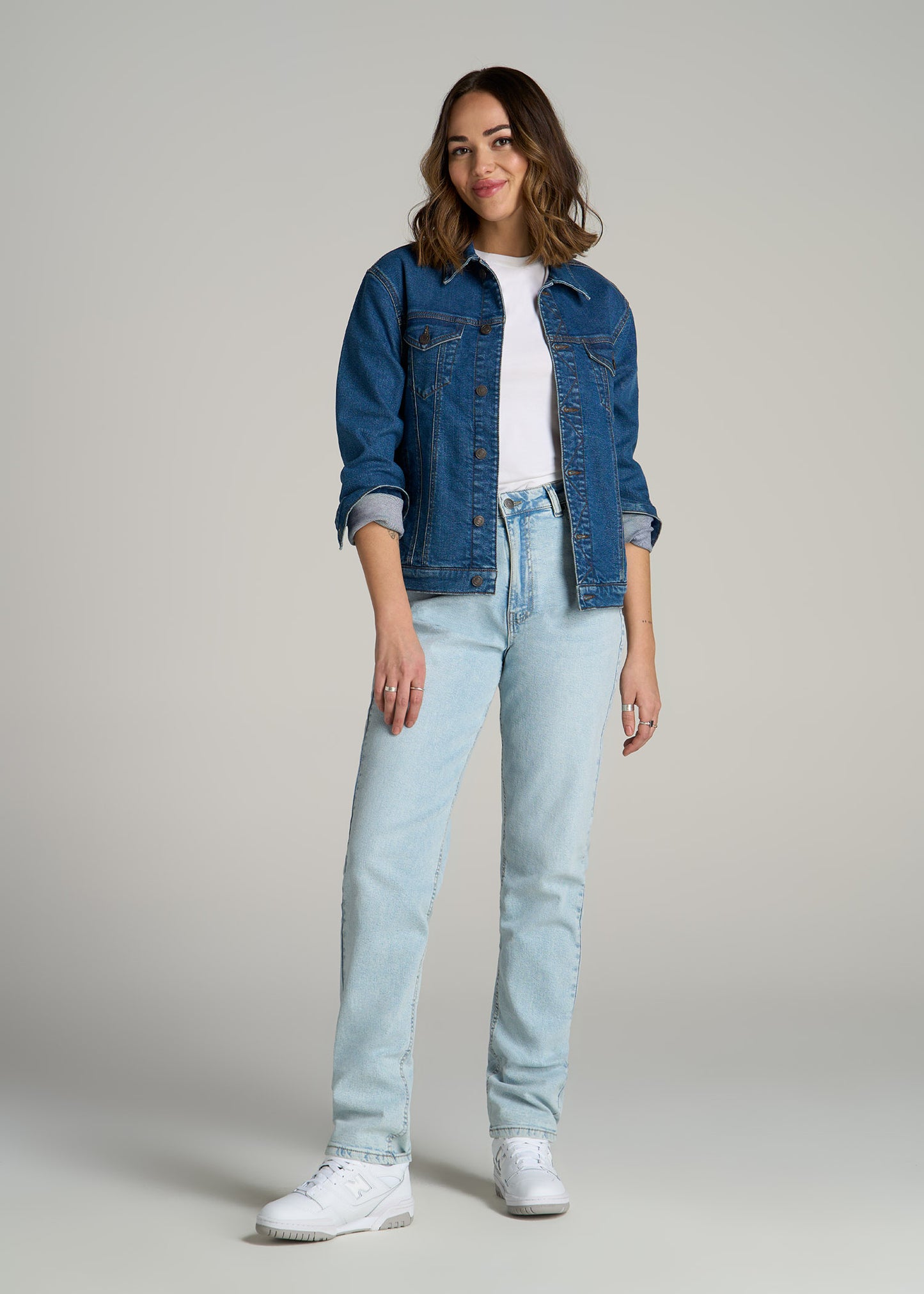 Emma High Rise Relaxed Tapered Tall Women's Jeans in Vintage Light Indigo