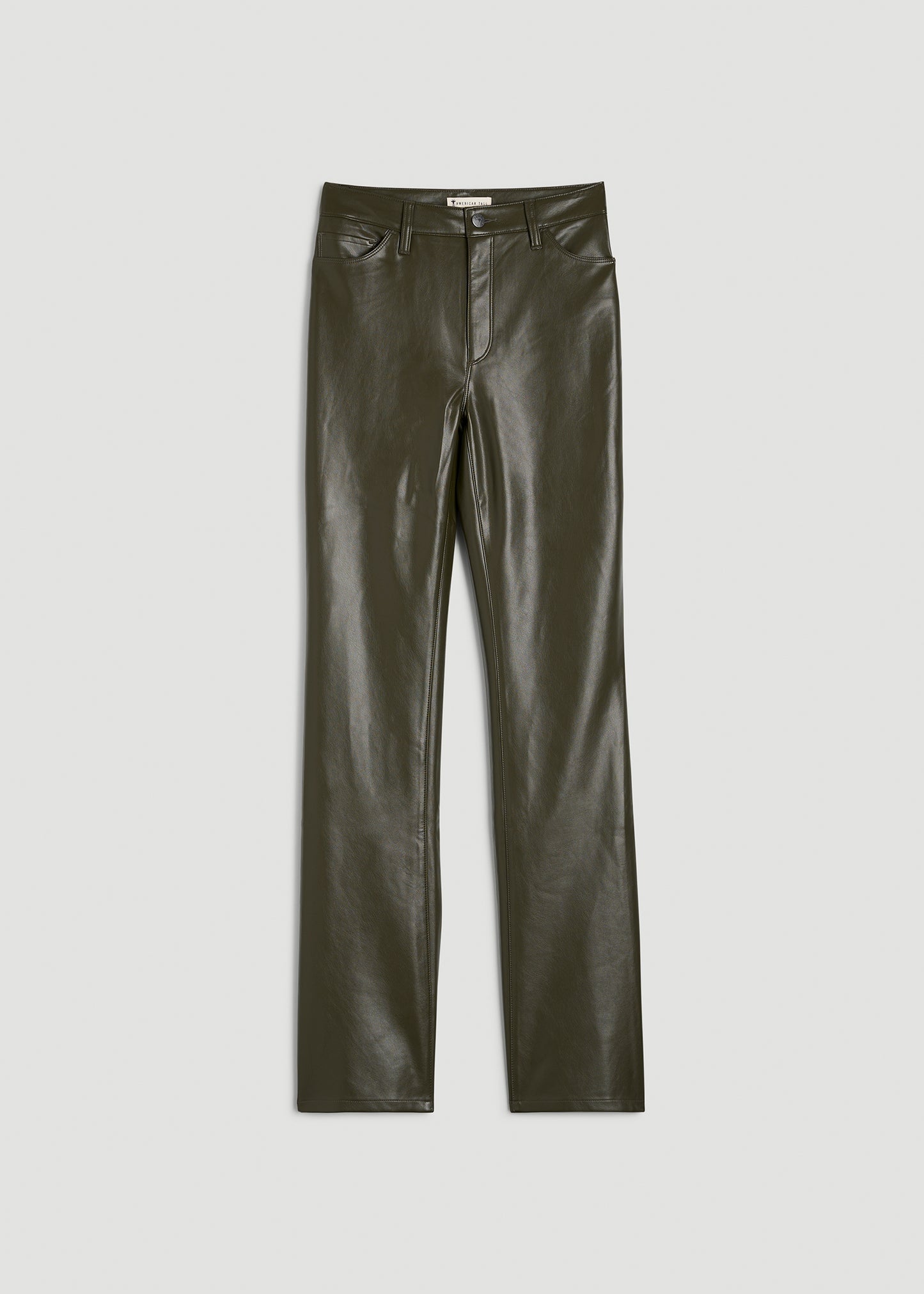 Faux Leather Straight Leg Pants for Tall Women in Forest Night