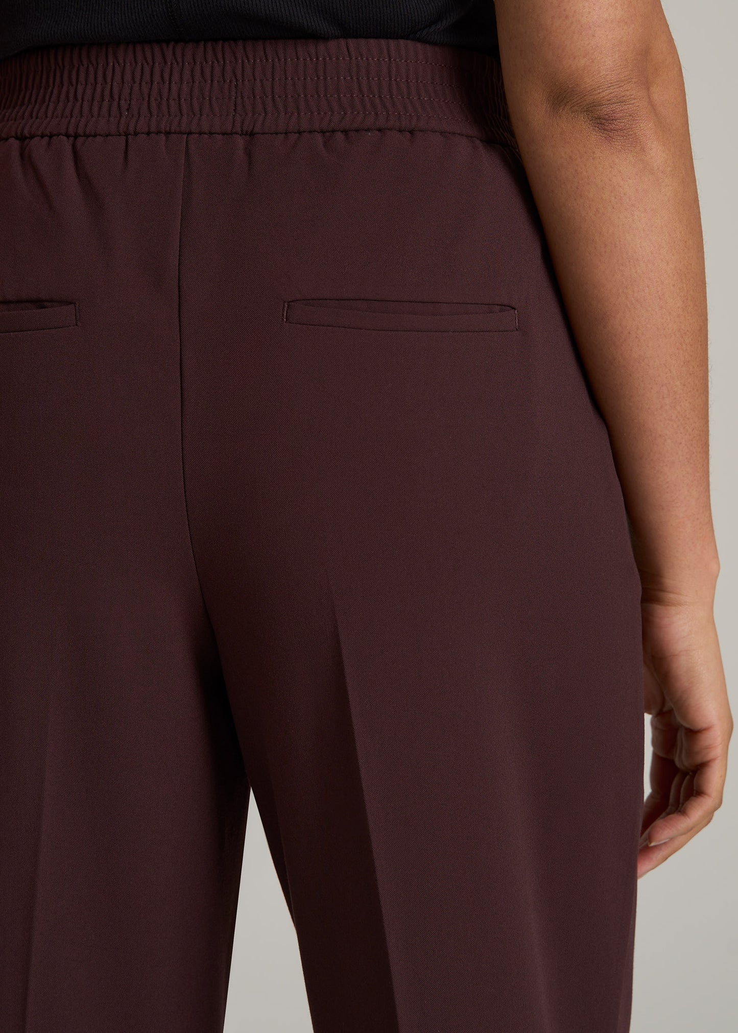 Flat Front Wide Leg Dress Pants for Tall Women in Oxblood