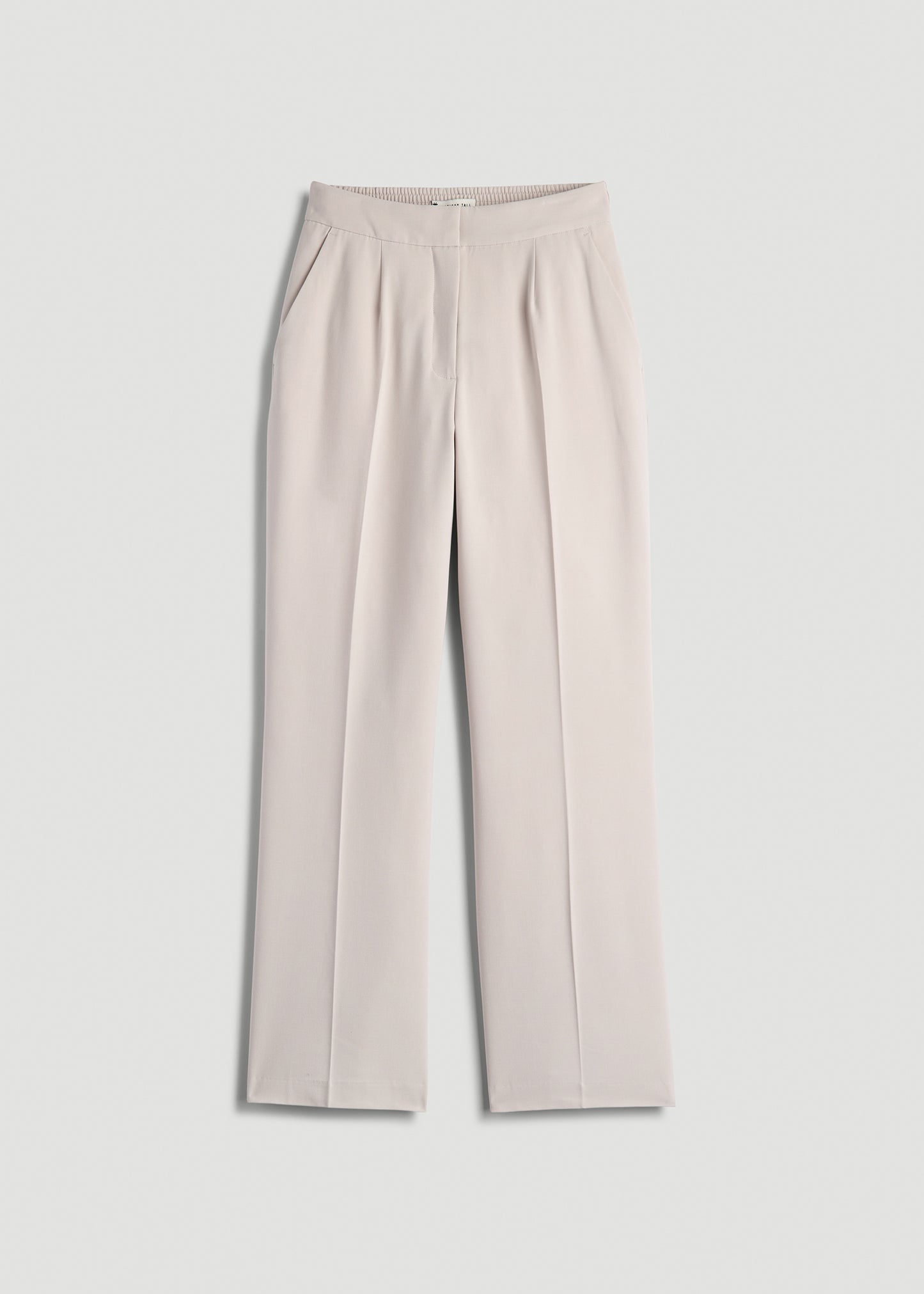 Flat Front Wide Leg Dress Pants for Tall Women in Drywall Tan