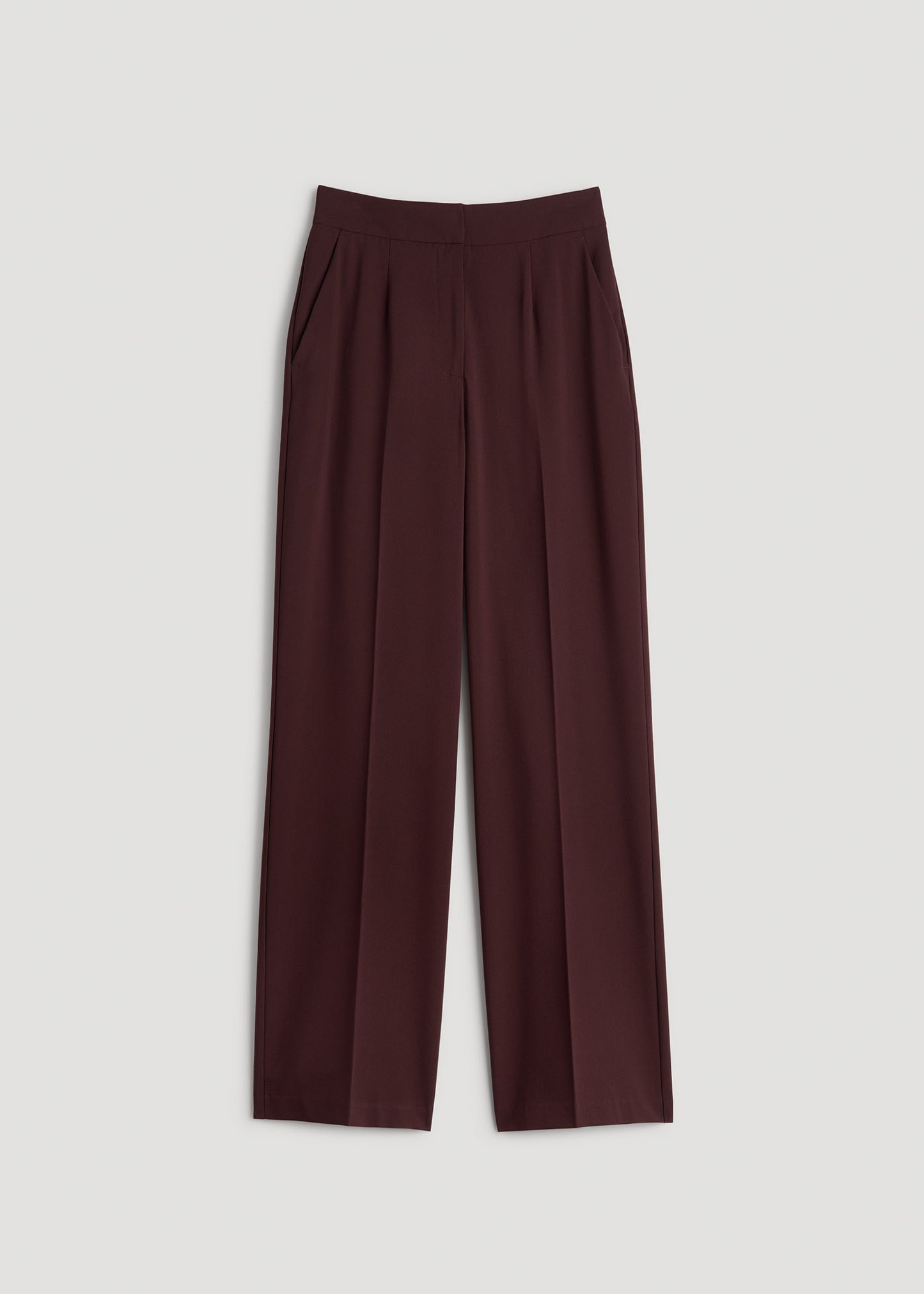 Flat Front Wide Leg Dress Pants for Tall Women in Oxblood