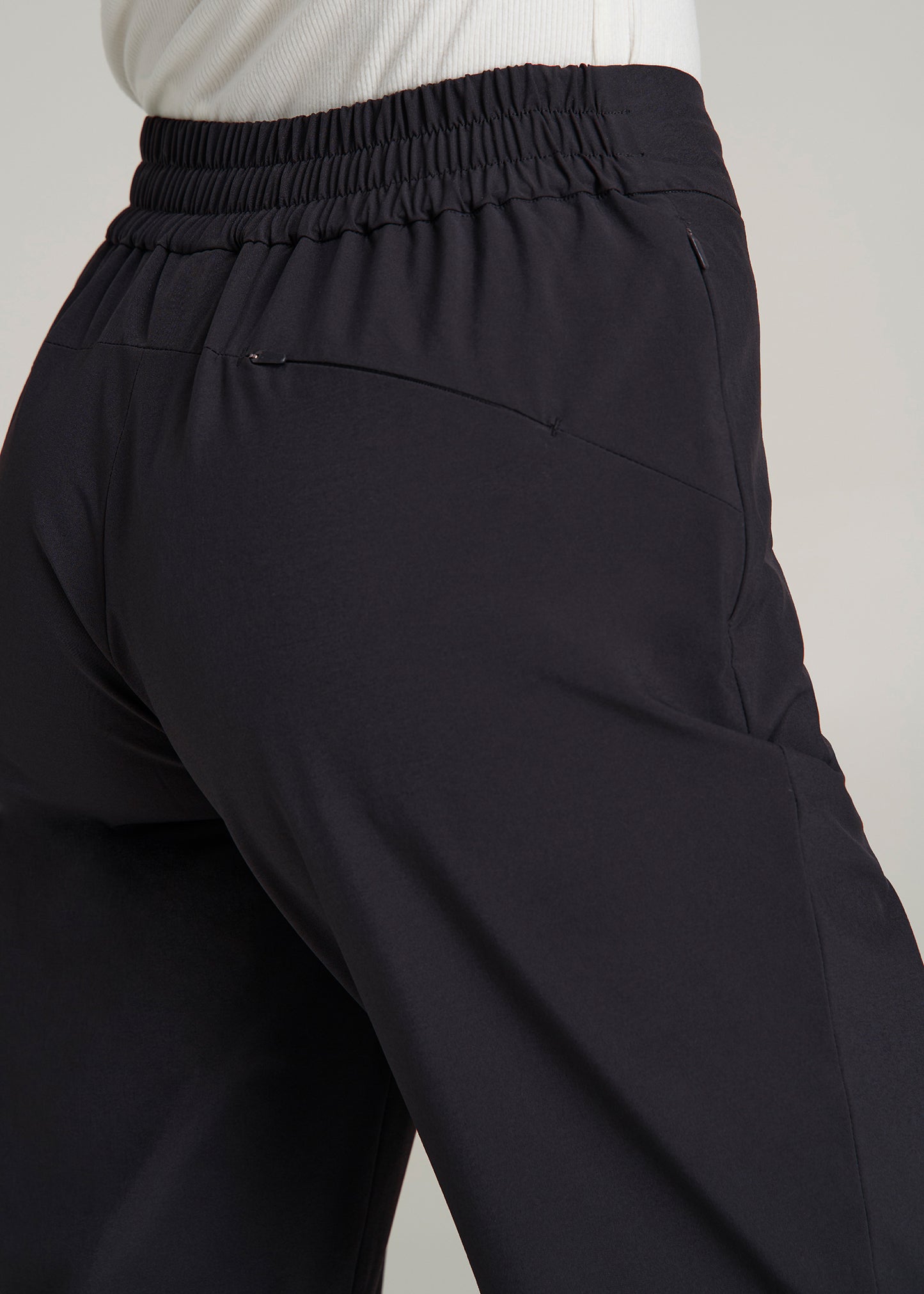 Pull On Fleece Lined Trouser Pants for Tall Women in Black