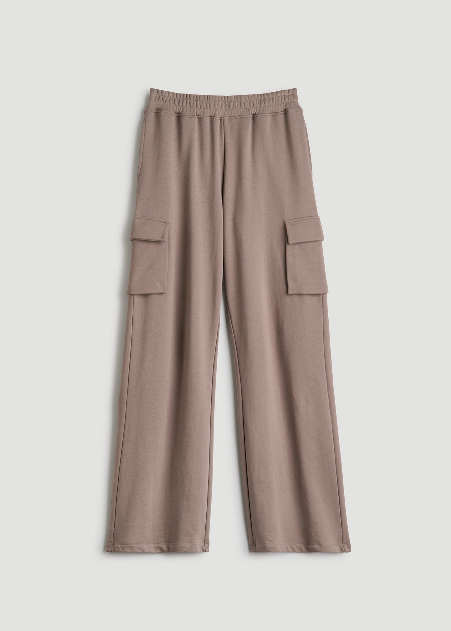 French Terry Wide Leg Cargo Sweatpants for Tall Women in Portobello