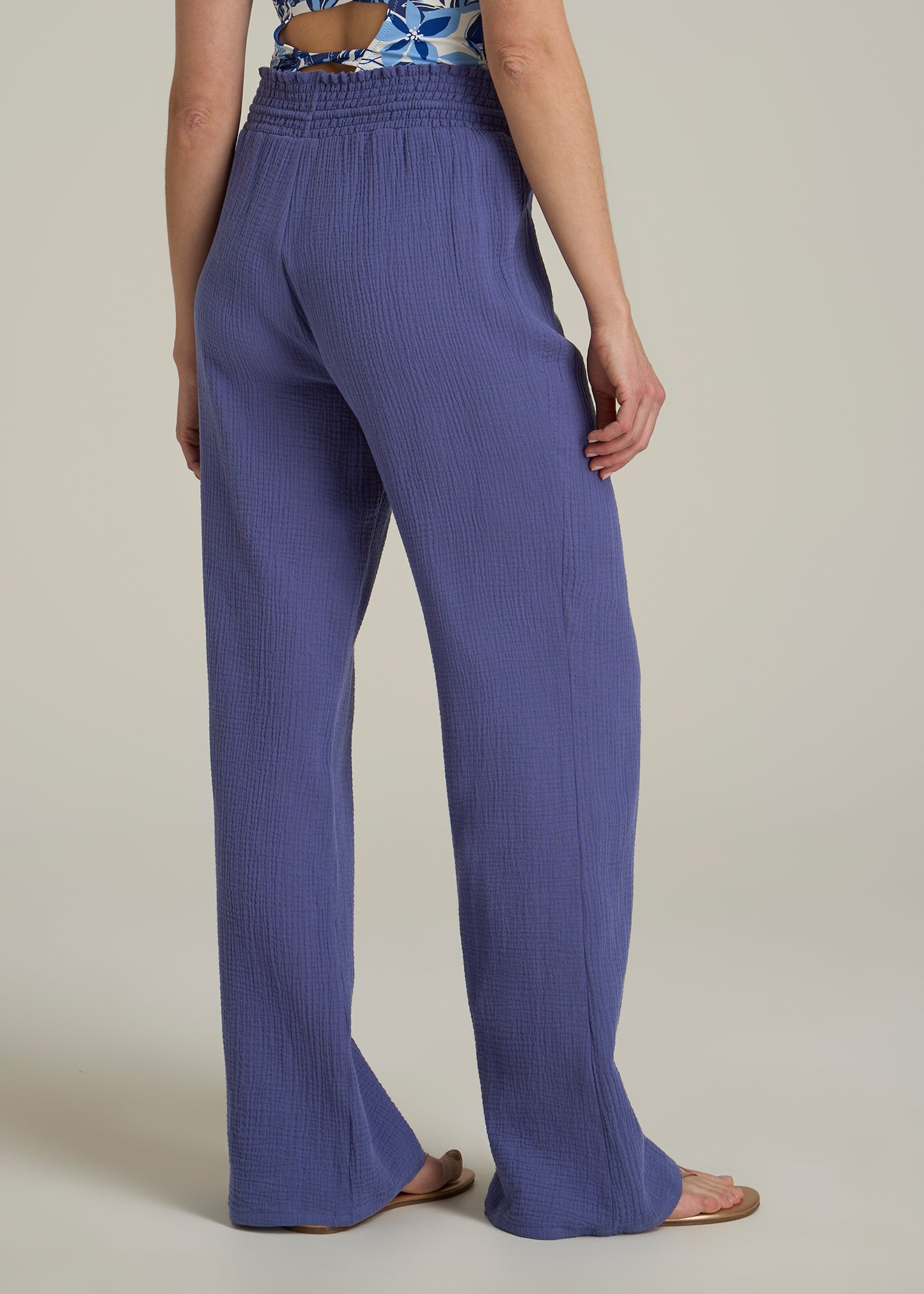 Gauze Cover Up Pants for Tall Women in Future Dusk