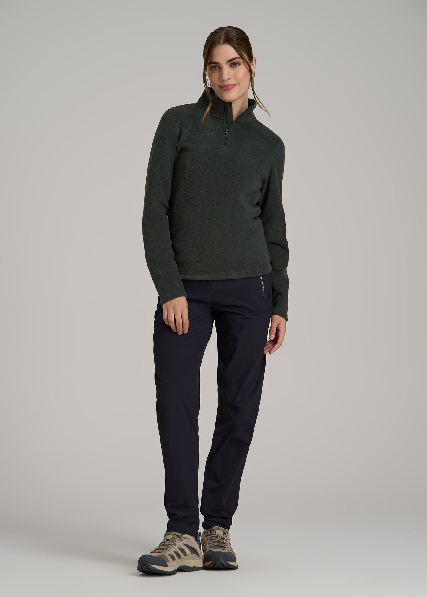 Half Zip Polar Fleece Pullover Sweater for Tall Women in Pine Grove