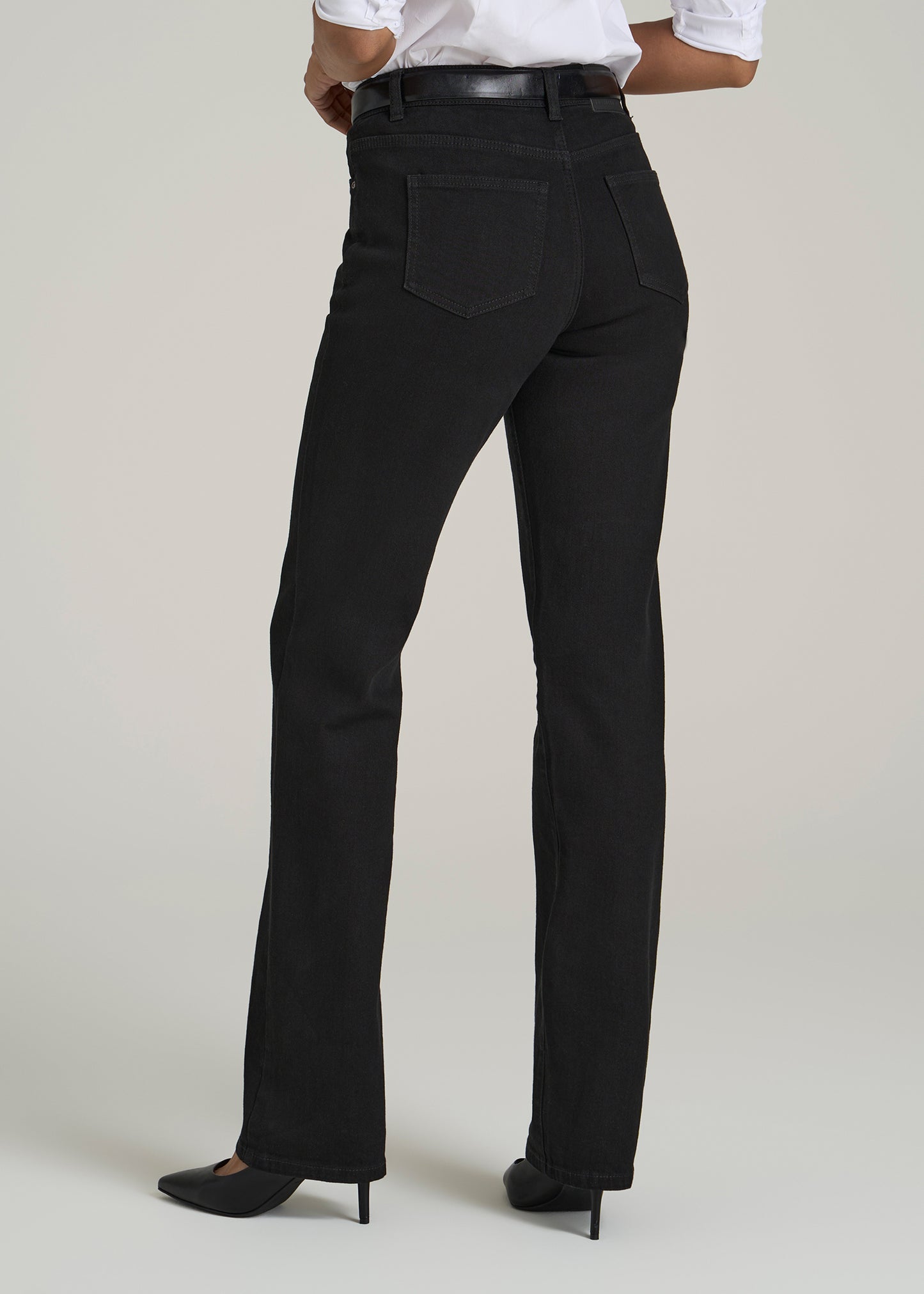 Harper High Rise Straight Stretch Tall Women's Jeans in Black