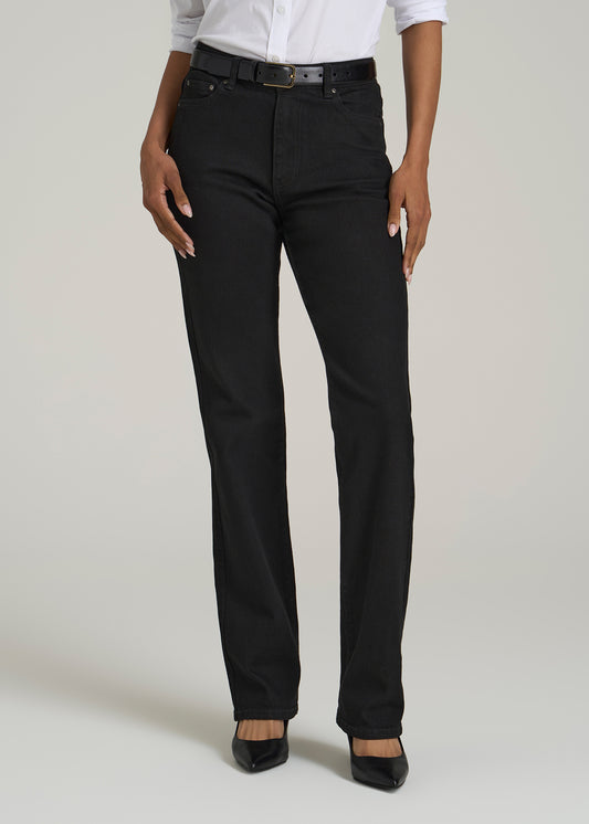 Harper High Rise Straight Stretch Tall Women's Jeans in Black