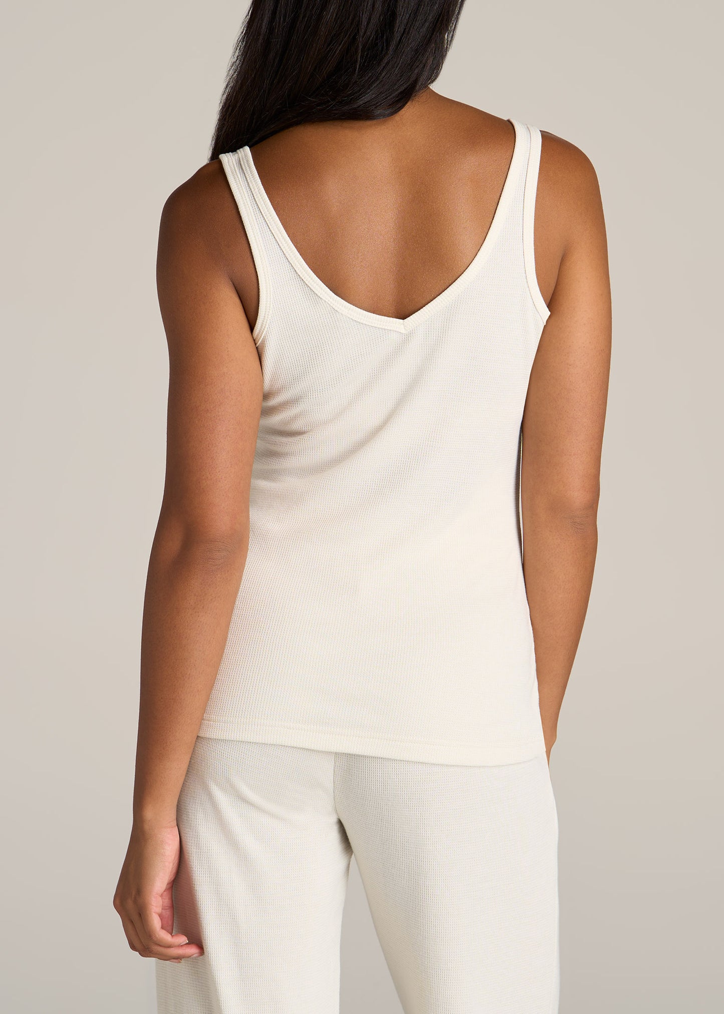 American-Tall-Women-Henley-Waffle-Lounge-Tank-White-Alyssum-back