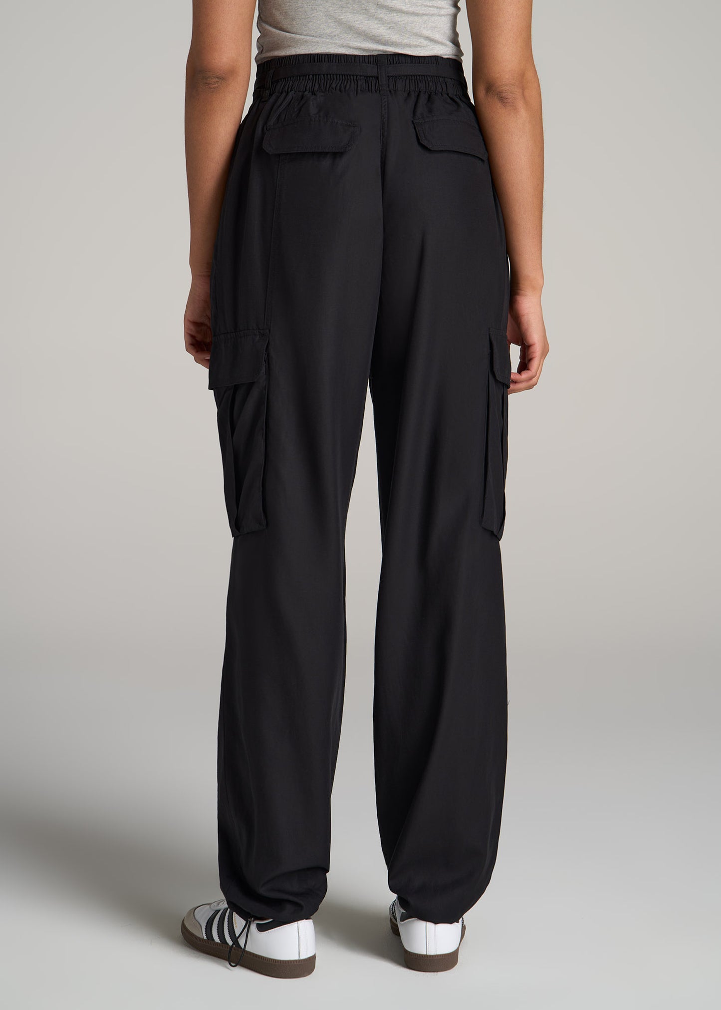 High Rise Cargo Parachute Pant Women's in Black