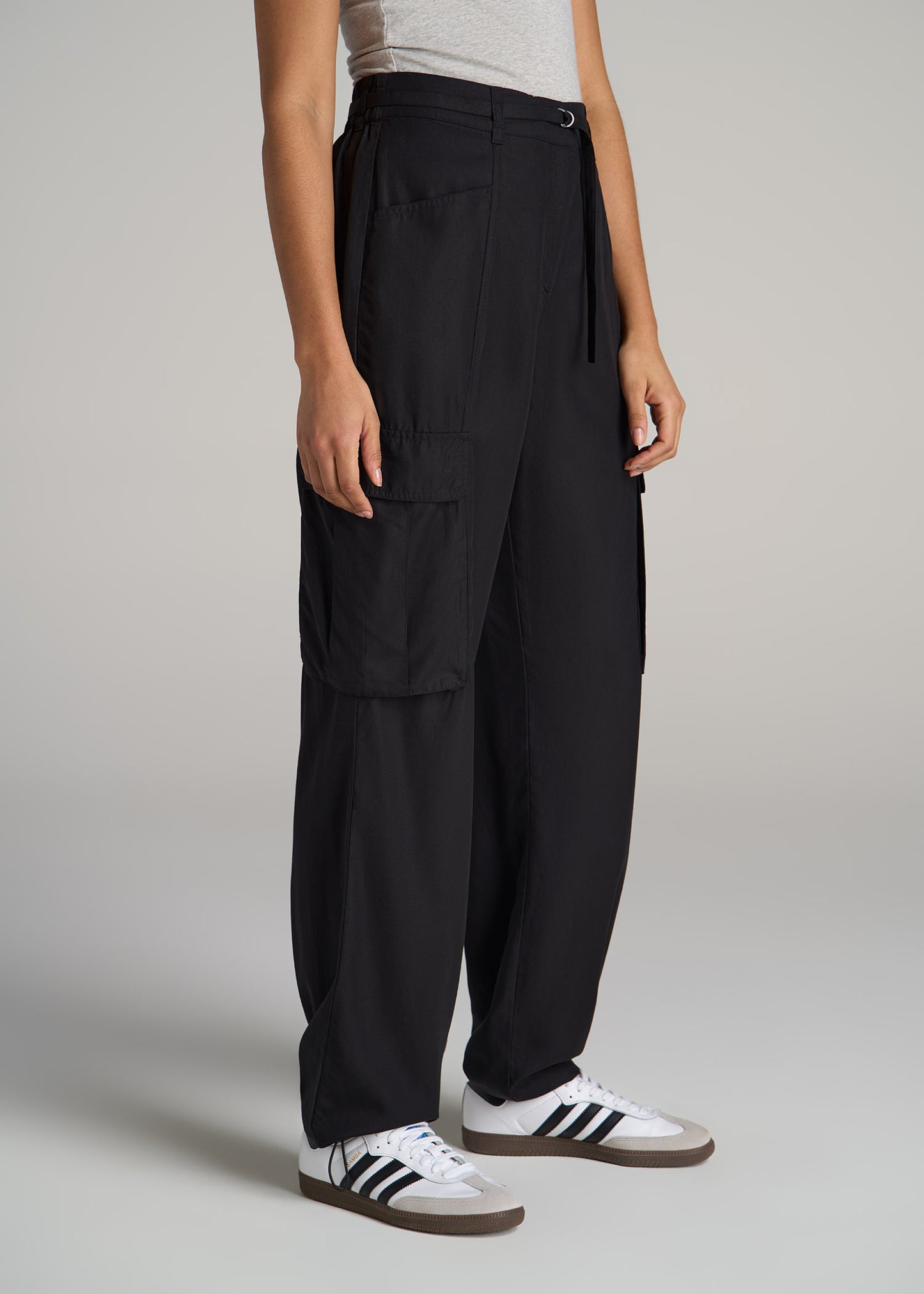 High Rise Cargo Parachute Pant Women's in Black