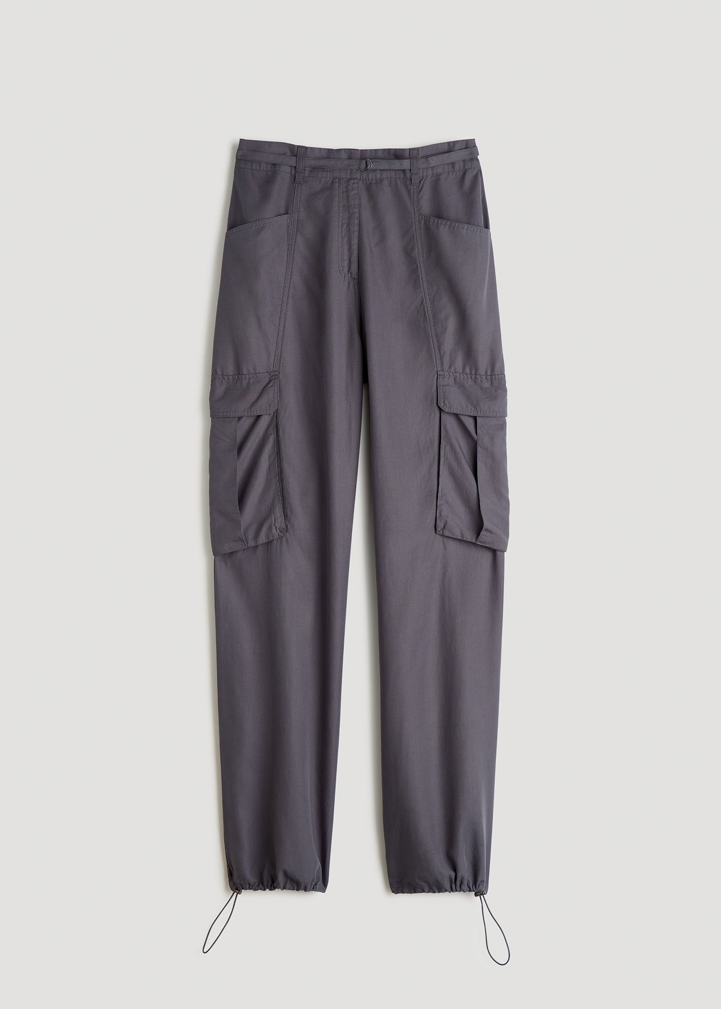 High Rise Cargo Parachute Pants for Tall Women in Slate