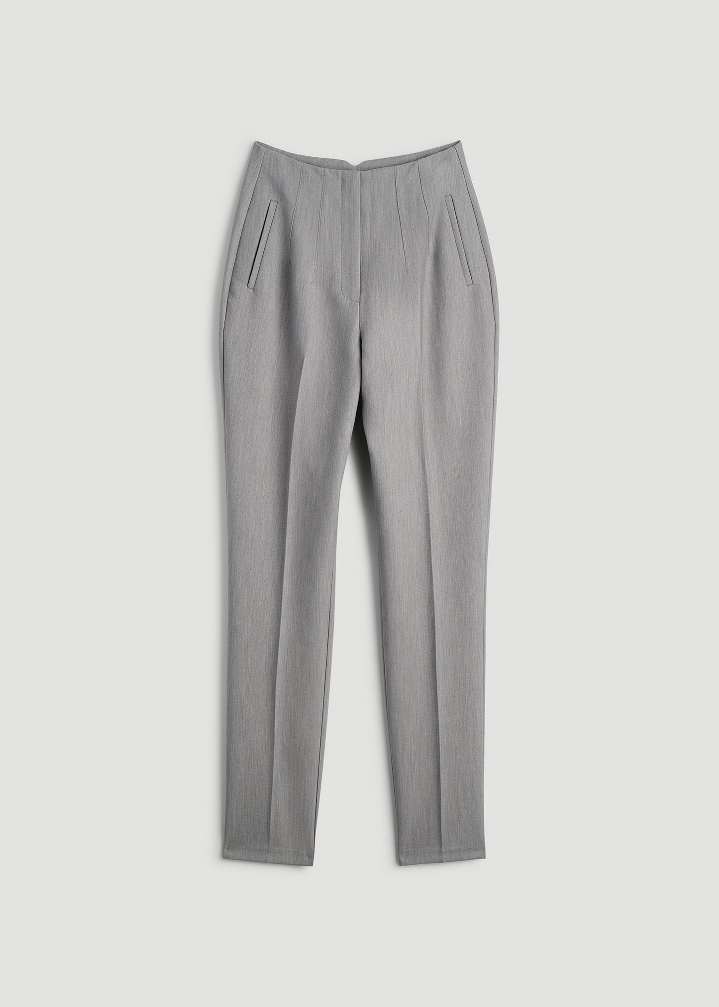 High Rise Pants with Darts for Tall Women in Ash Grey Mix