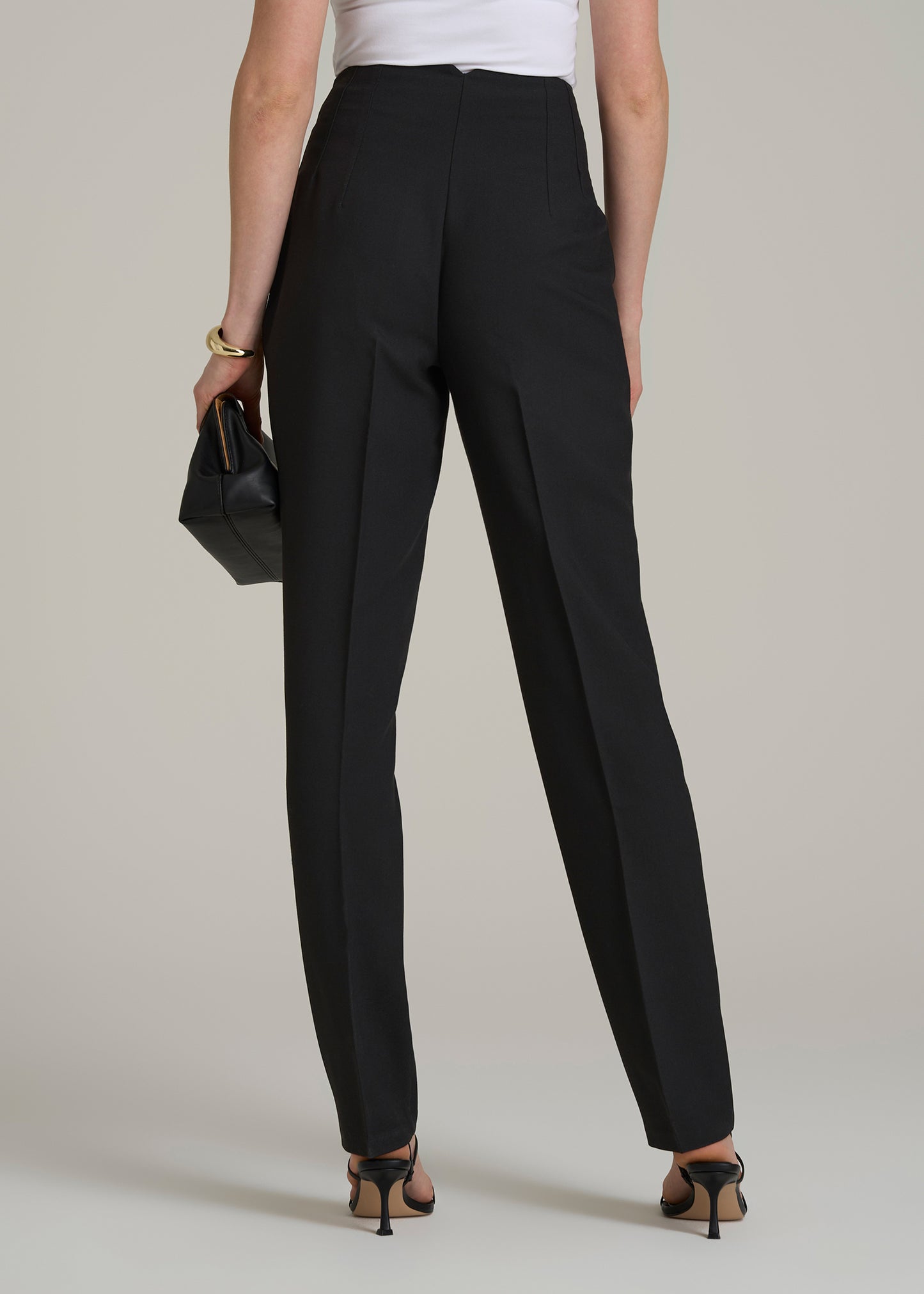 High Rise Pants with Darts for Tall Women in Black