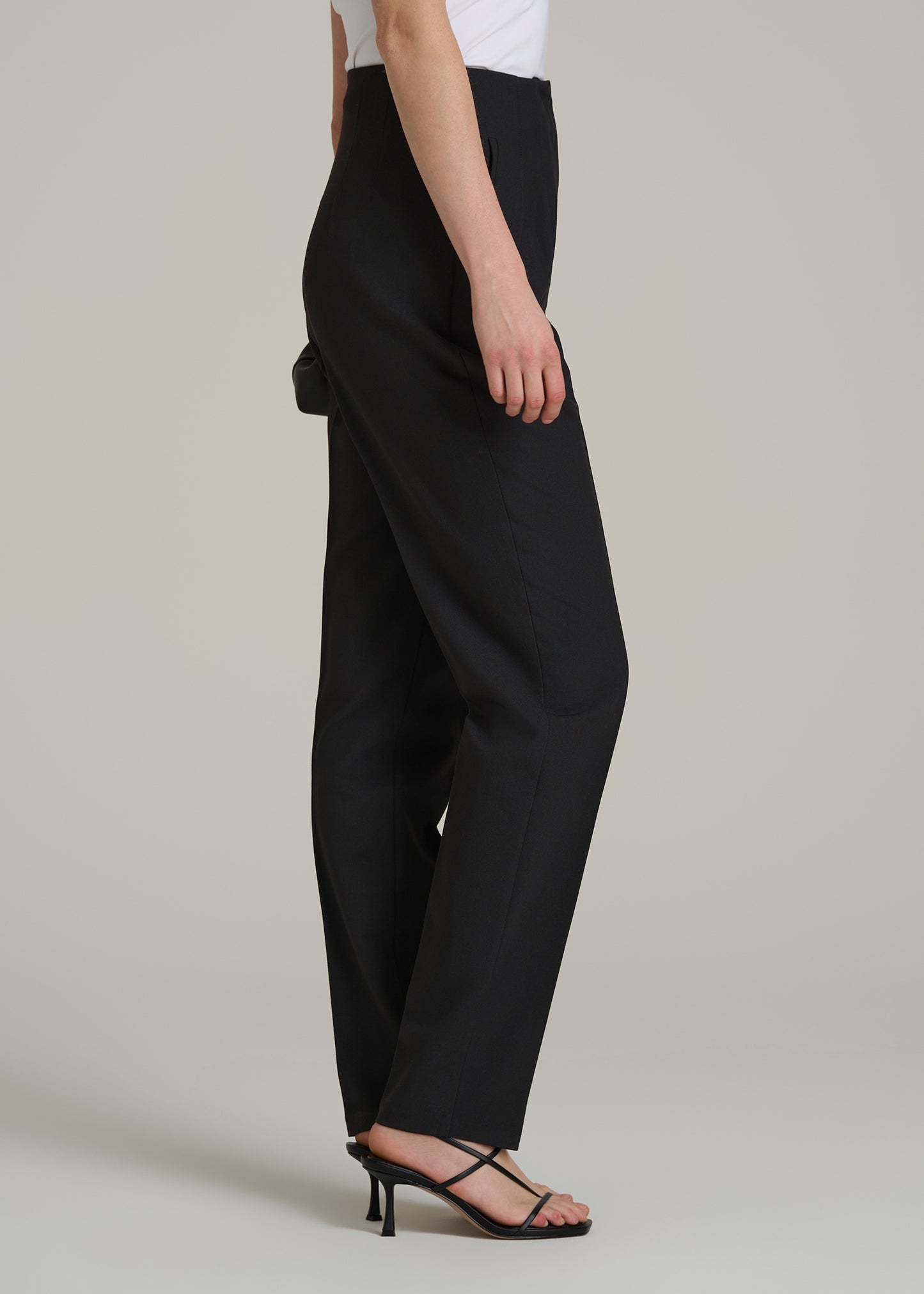 High Rise Pants with Darts for Tall Women in Black