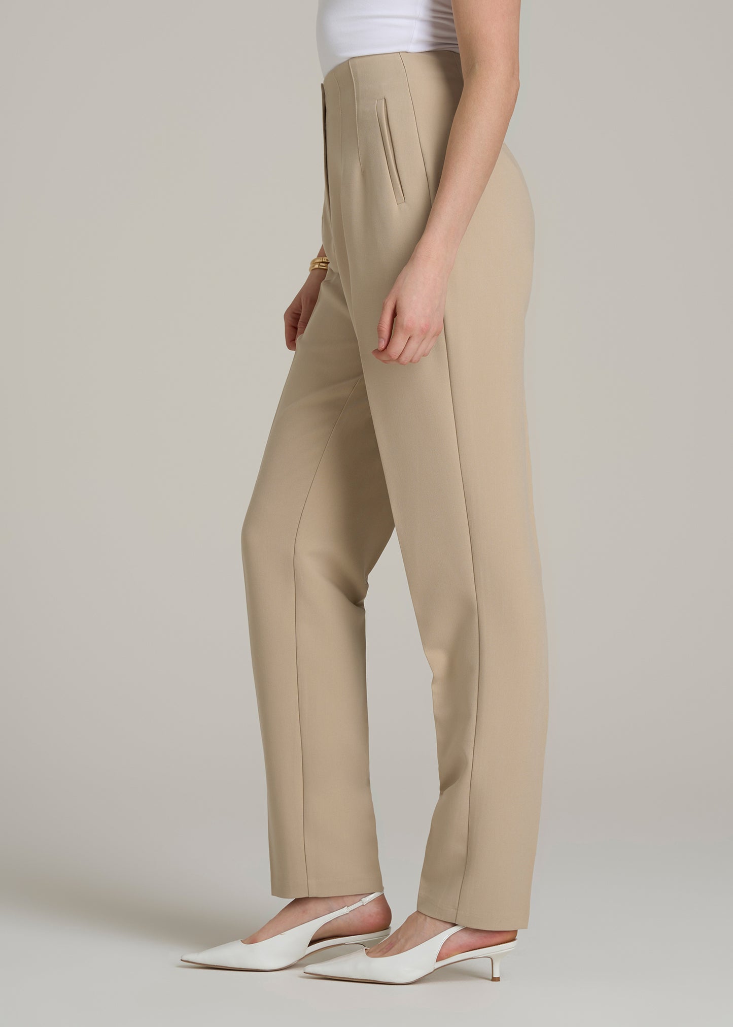 High Rise Pants with Darts for Tall Women in Navy