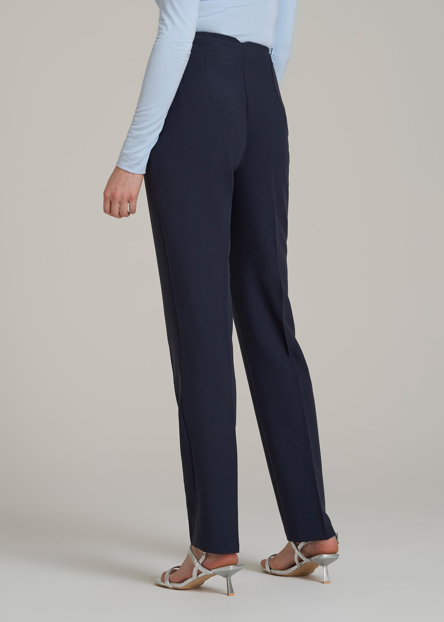 High Rise Pants with Darts for Tall Women in Light Camel