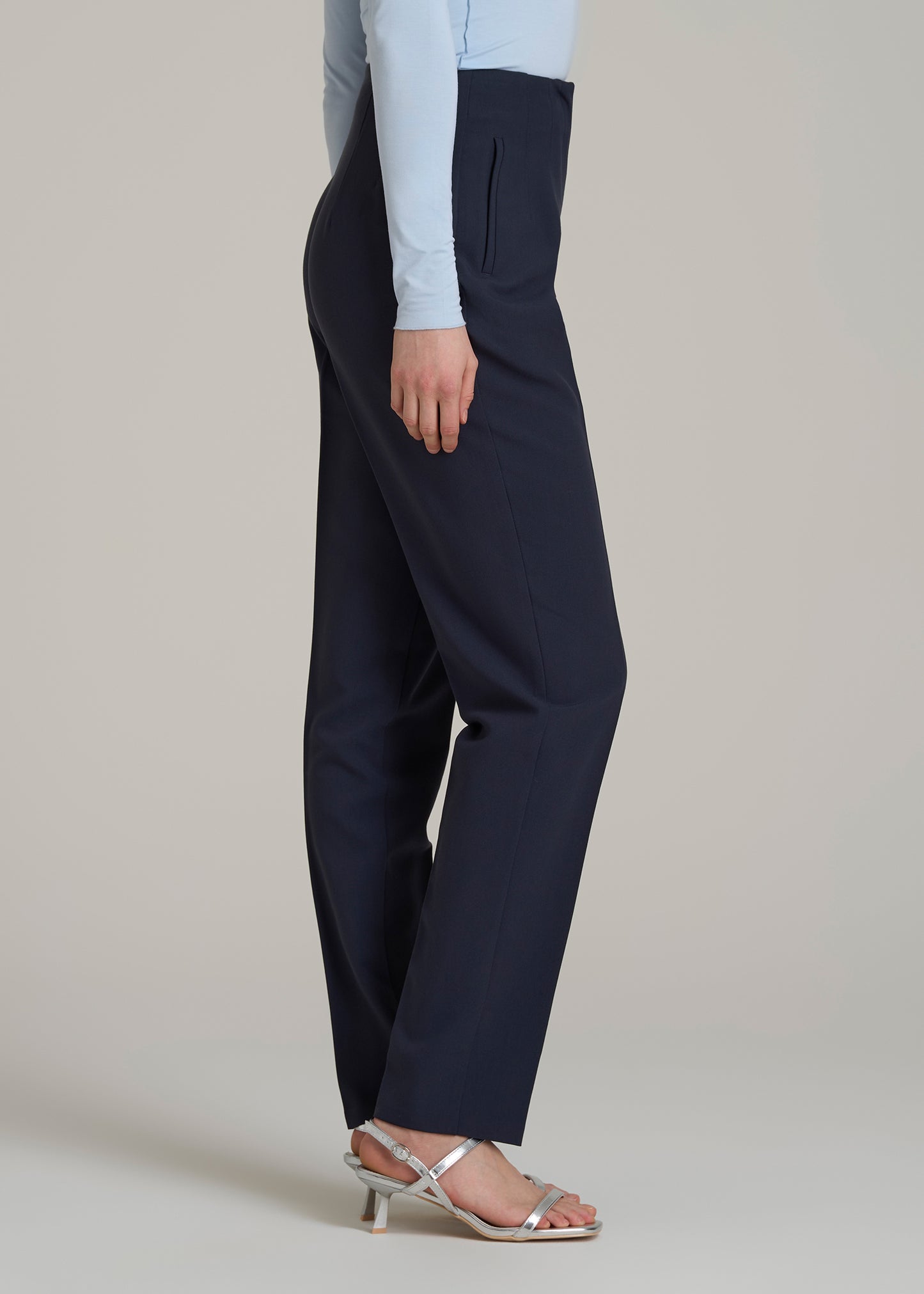 High Rise Pants with Darts for Tall Women in Light Camel