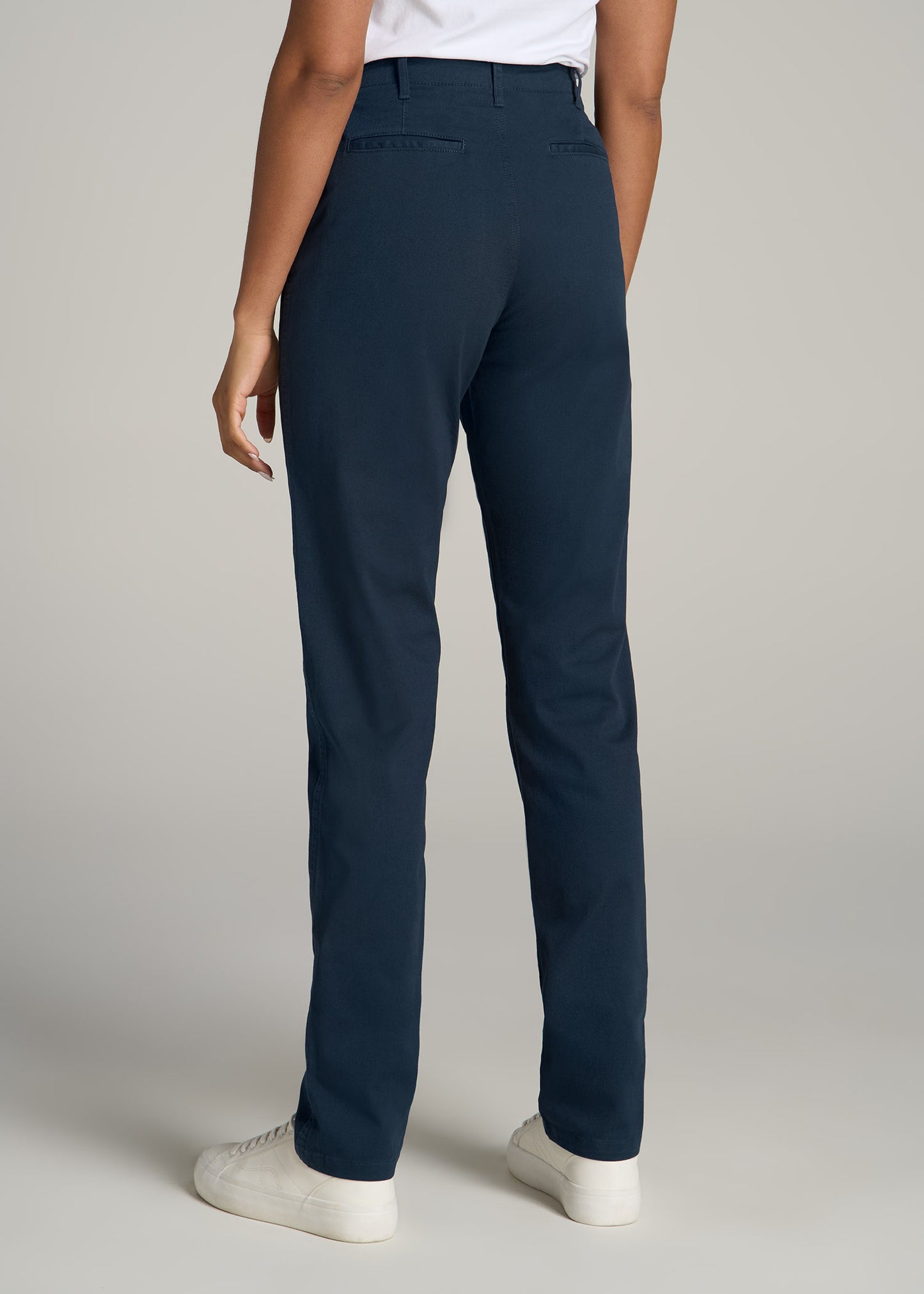 High Rise Tapered Chino Pants for Tall Women in Marine Navy