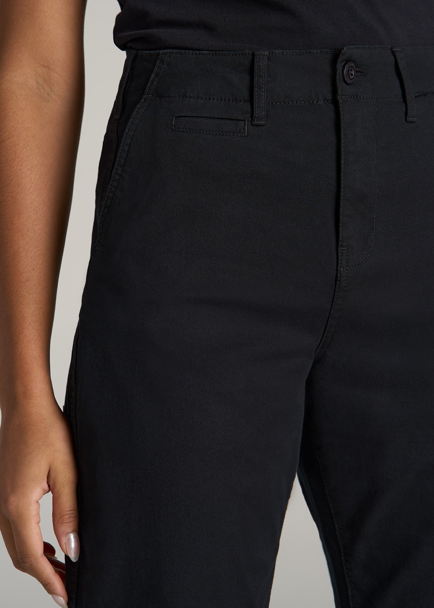 High Rise Tapered Chino Pants for Tall Women in Washed Black