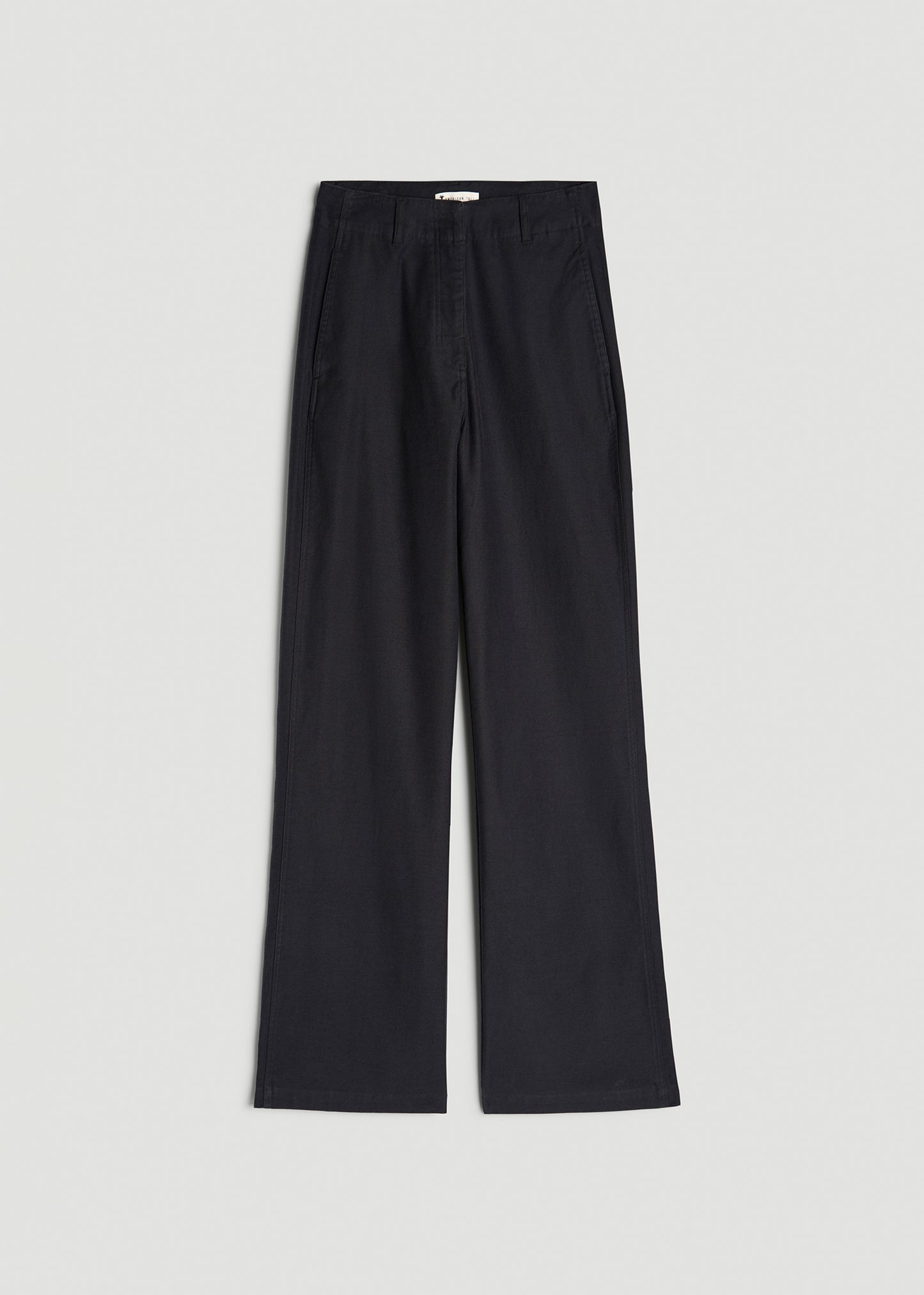 High-Rise Wide-Leg Flat-Front Chino Pants for Tall Women in Black