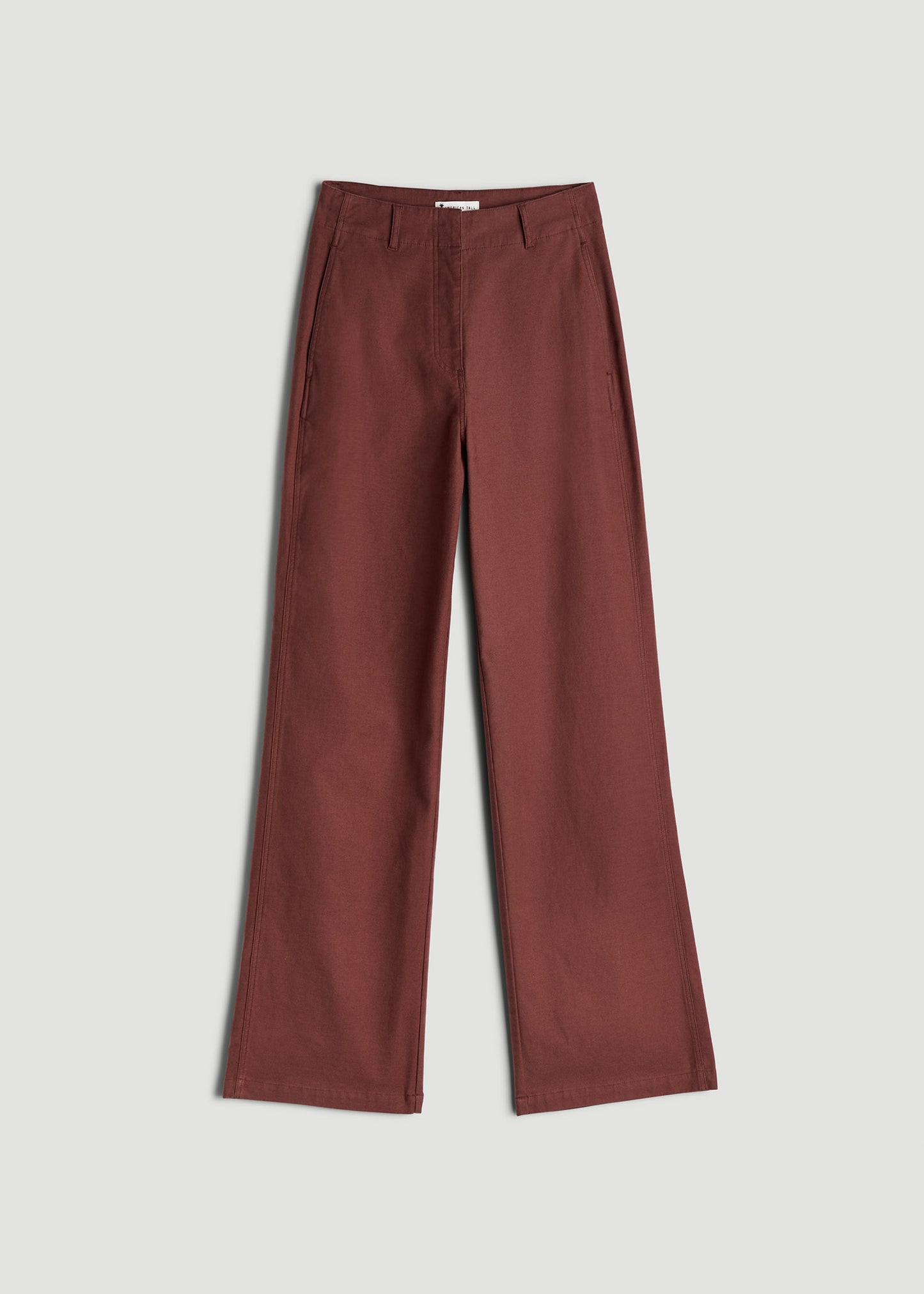 High-Rise Wide-Leg Flat-Front Chino Pants for Tall Women in Intense Rust