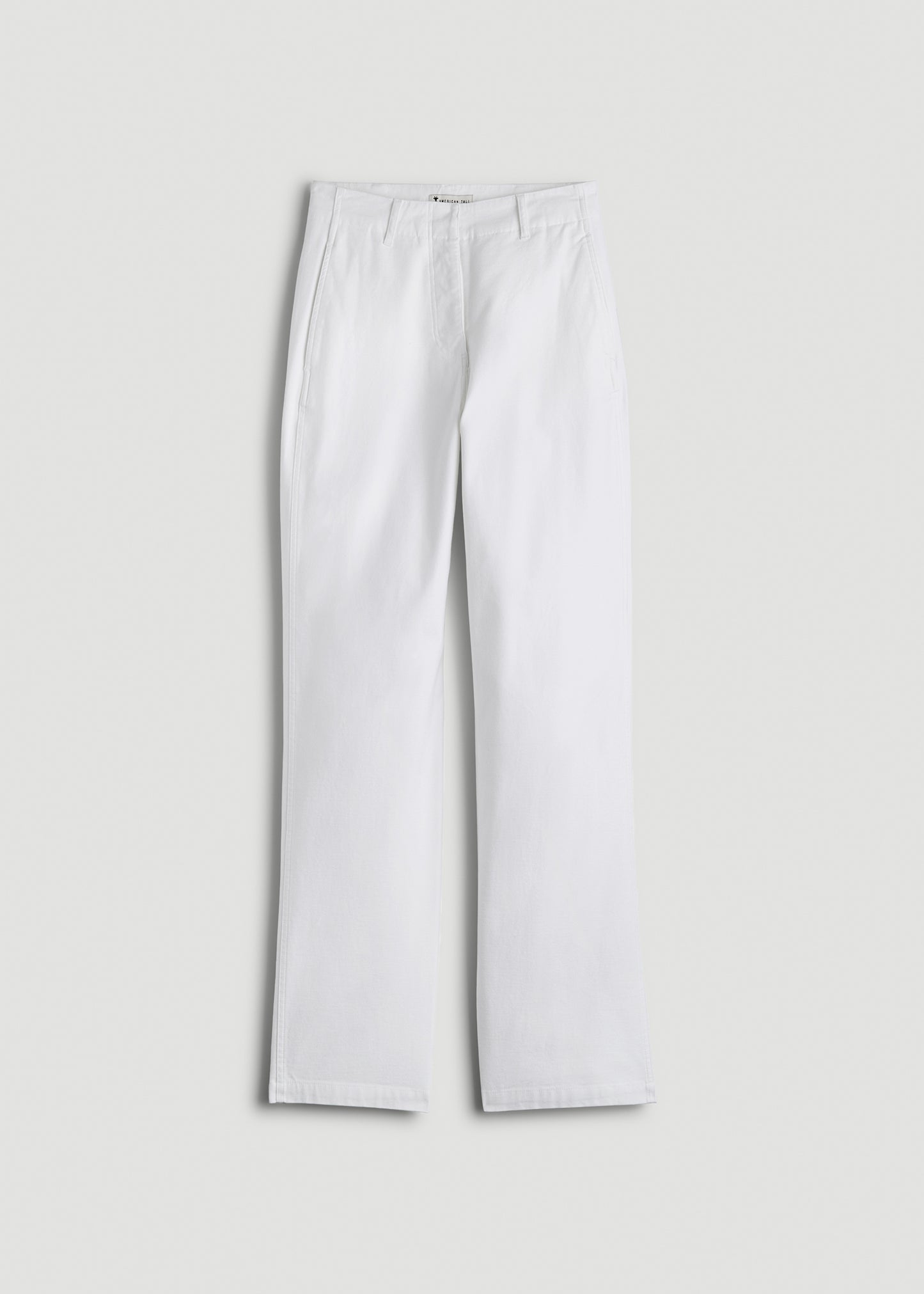 High-Rise Wide-Leg Flat-Front Chino Pants for Tall Women in White