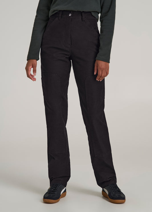 High-Waisted Carpenter Pocket Pants for Tall Women in Black