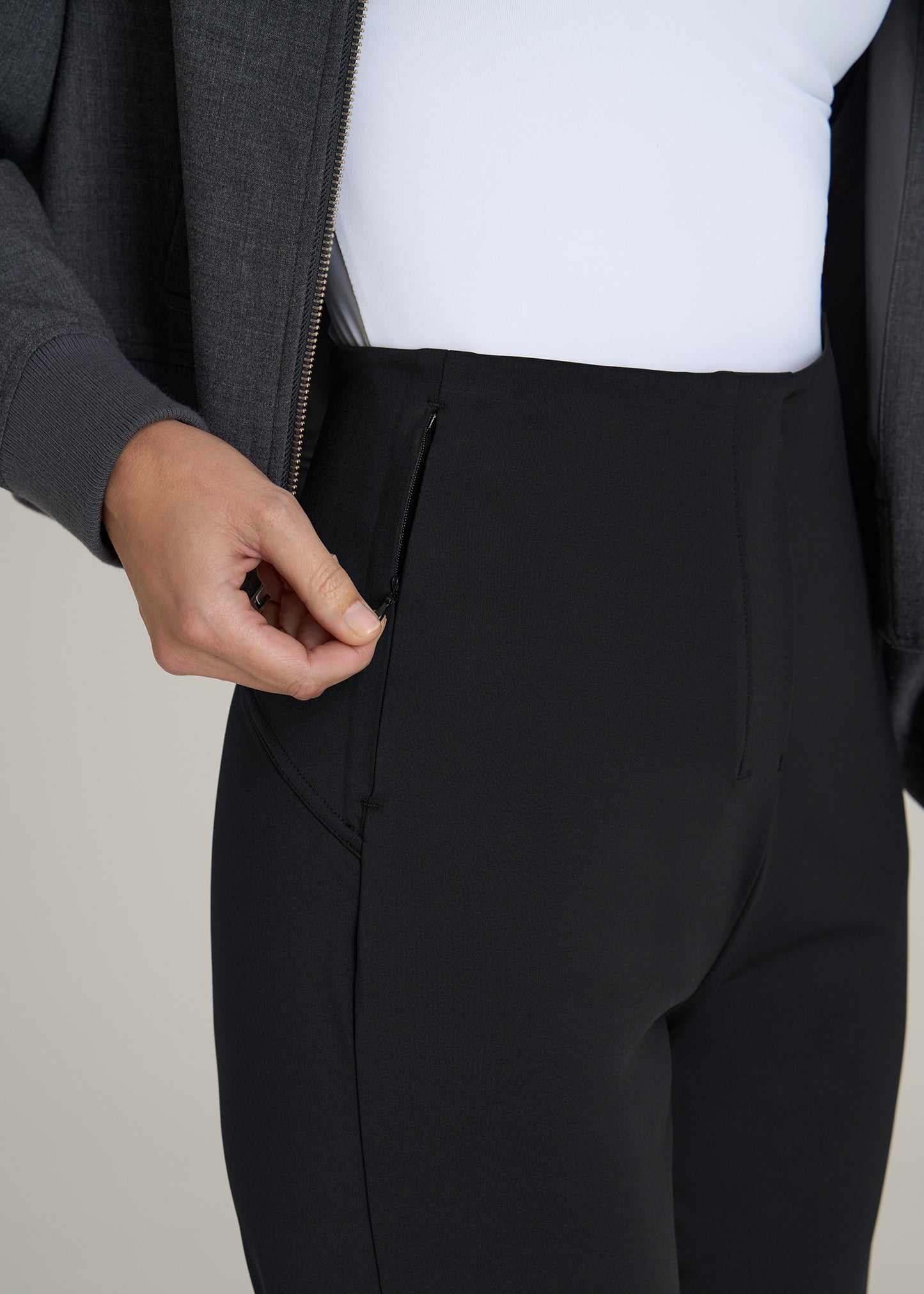 High Rise Pull On Mini Flare Pant for Tall Women in Black