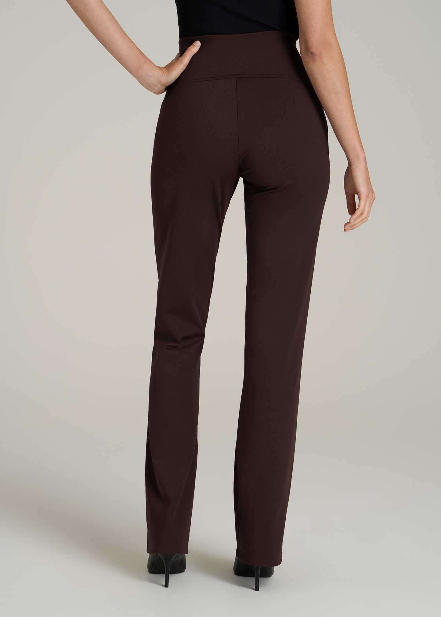 High Rise Pull On Mini Flare Pant for Tall Women in Espresso