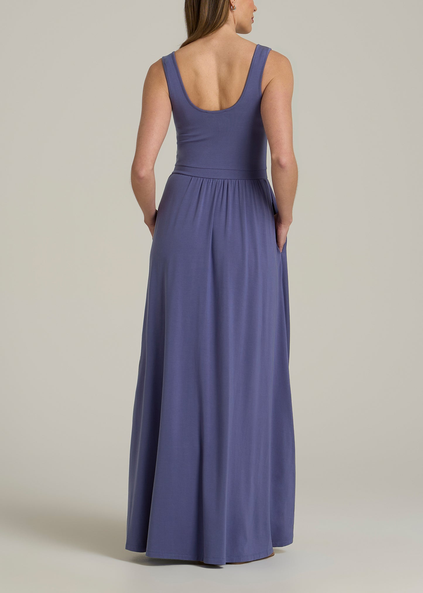 Jersey Tank Maxi Dress with Pockets for Tall Women in Future Dusk