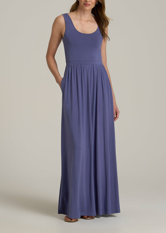 Jersey Tank Maxi Dress with Pockets for Tall Women in Future Dusk