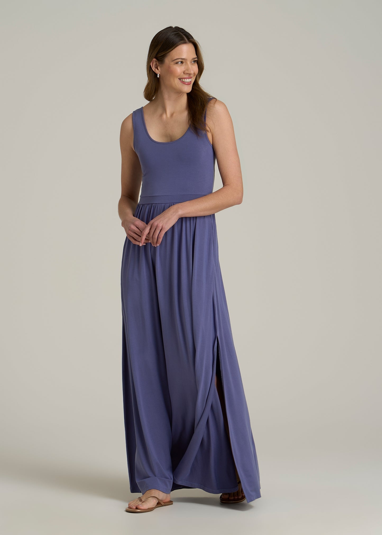 Jersey Tank Maxi Dress with Pockets for Tall Women in Future Dusk