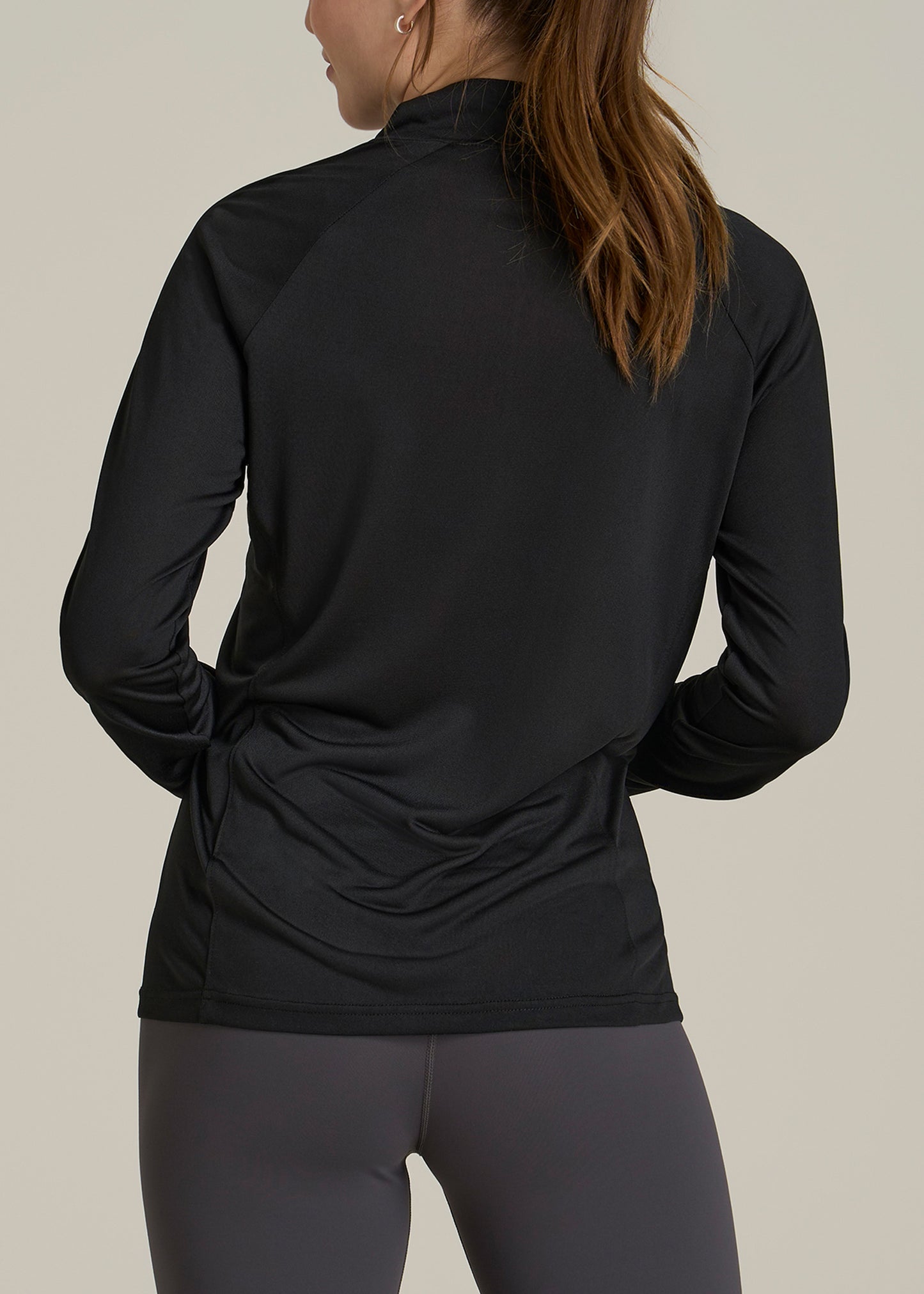 Long Sleeve Active Half Zip Pullover Tall Women's Jacket in Black