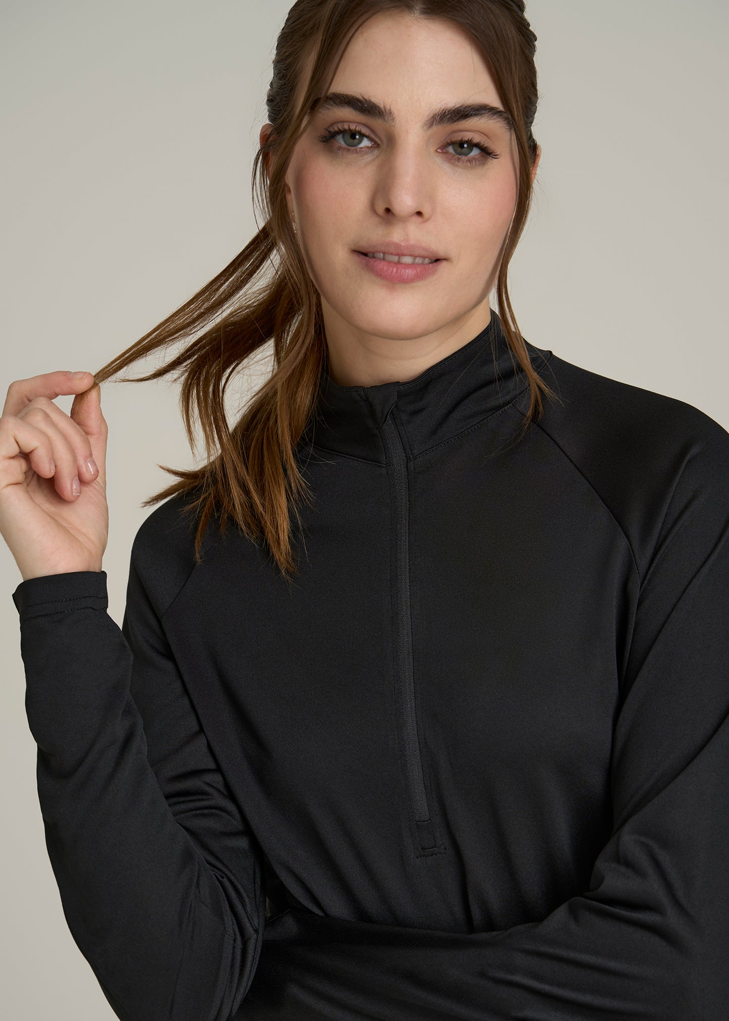 Long Sleeve Active Half Zip Pullover Tall Women's Jacket in Black