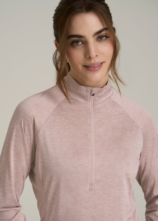 Long Sleeve Active Half Zip Pullover Tall Women's Jacket in Desert Rose Mix