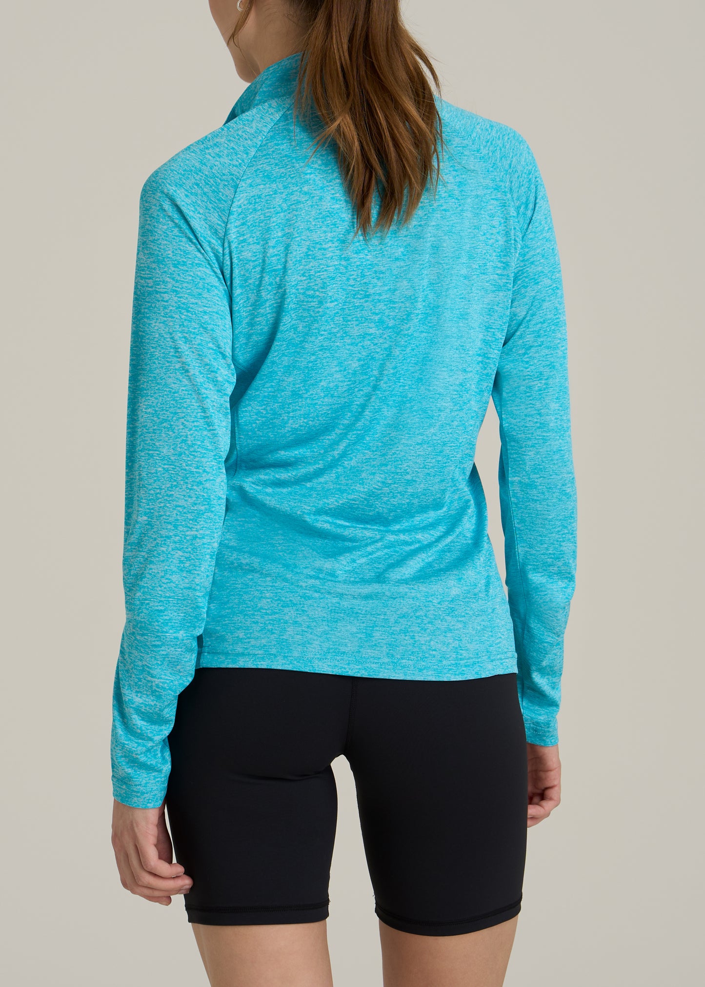 Long Sleeve Active Half Zip Pullover Tall Women's Jacket in Scuba Blue Mix