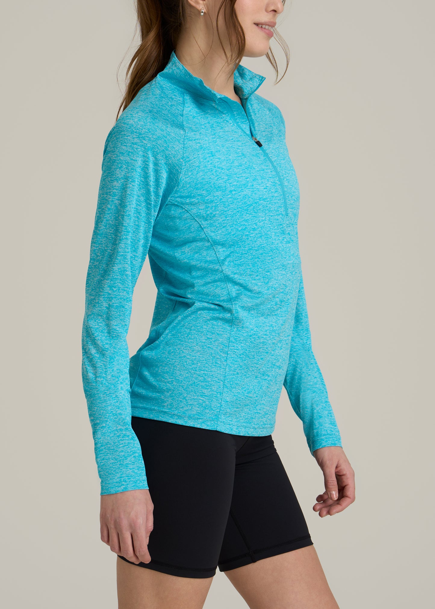 Long Sleeve Active Half Zip Pullover Tall Women's Jacket in Scuba Blue Mix